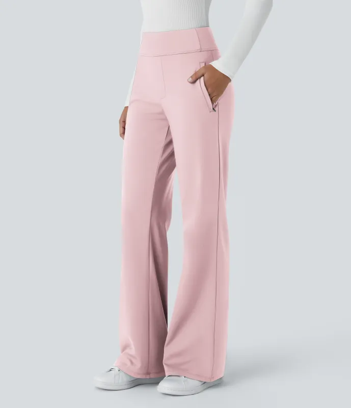 Halara Pantalón oficina acampanado bolsillo lateral tiro alto - Primrose Pink - XL(tall) made by Halara