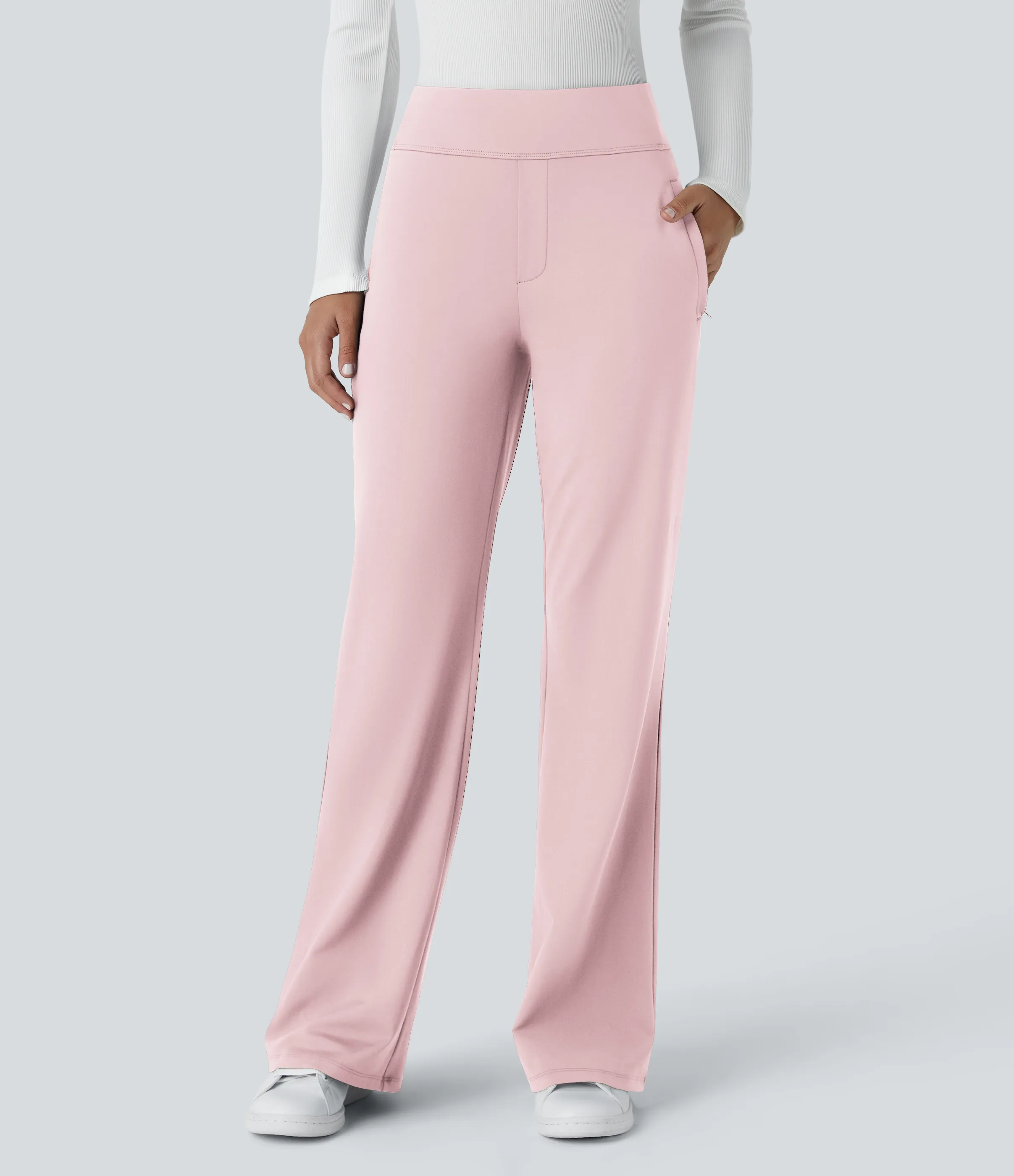 Halara Pantalón oficina acampanado bolsillo lateral tiro alto - Primrose Pink - XL(tall) sold by Halara product image thumbnail 4