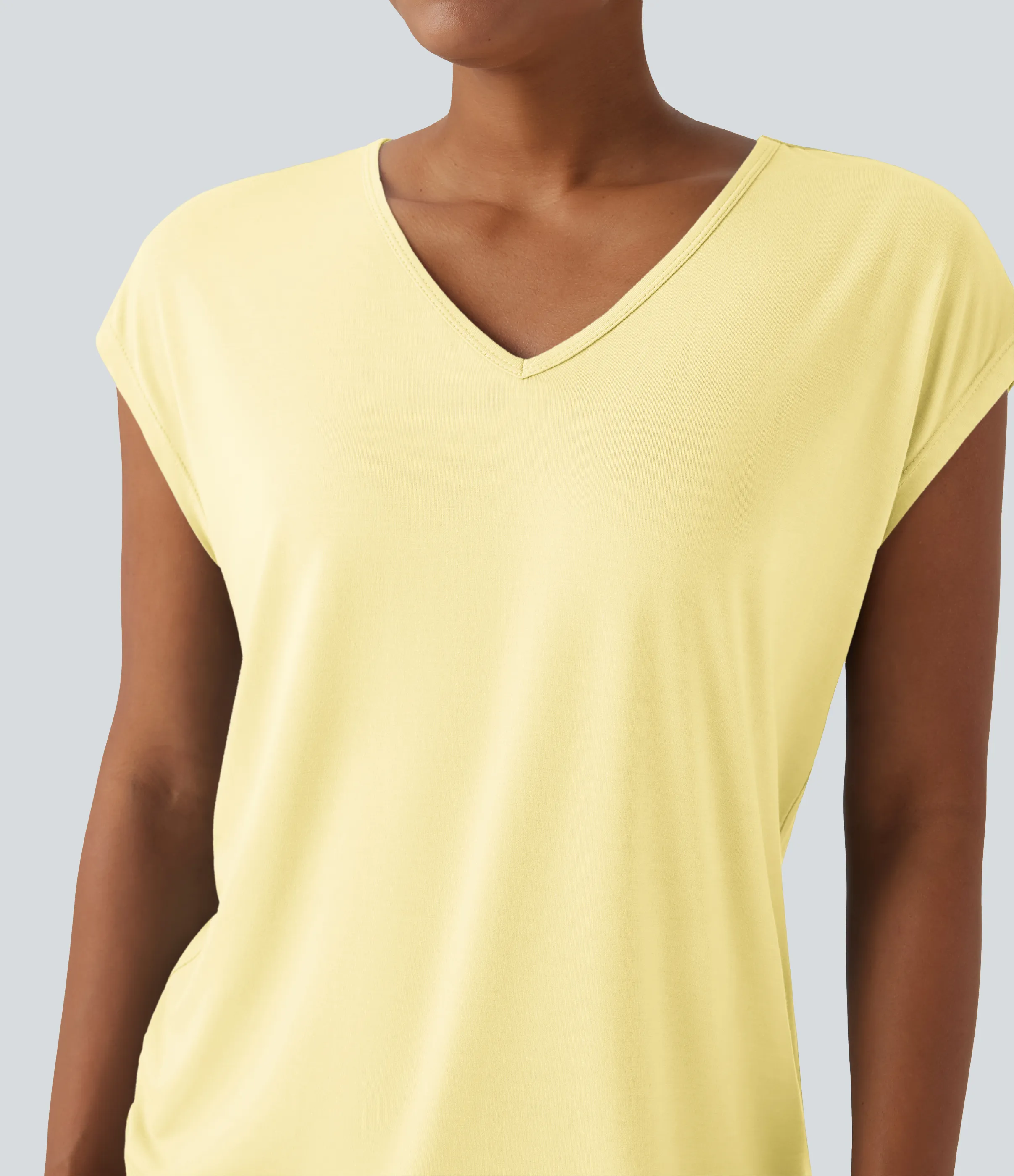 Halara Camiseta casual de manga corta con cuello en V - Tender Yellow - XS sold by Halara product image thumbnail 5