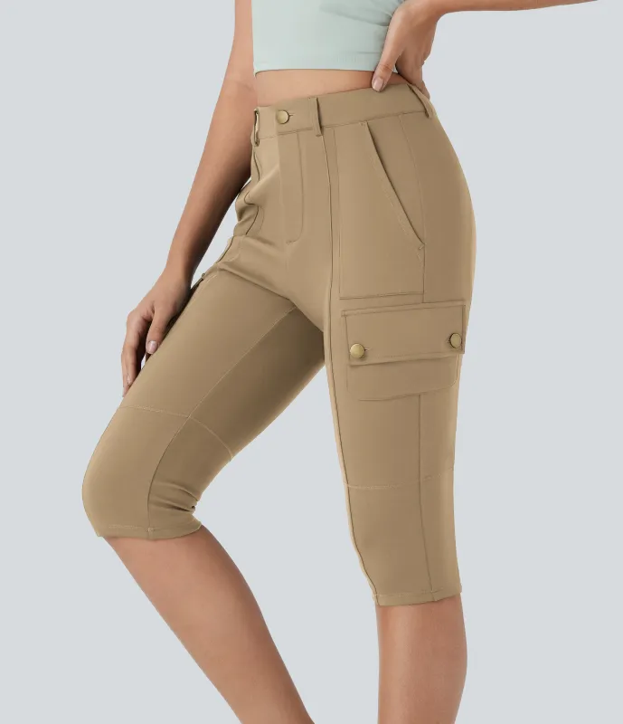 Halara Pantalón cargo ajustado tiro alto cremallera botón múltiple bolsillo bolsillo lateral - Tannin - XL made by Halara