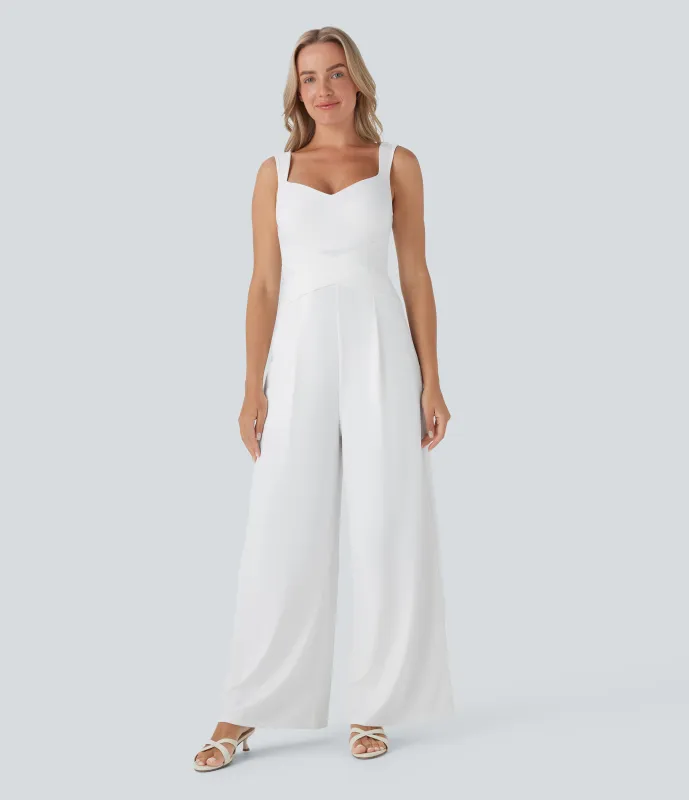 Halara Jumpsuit casual sin mangas con espalda en U y bolsillos - White - M(regular) made by Halara