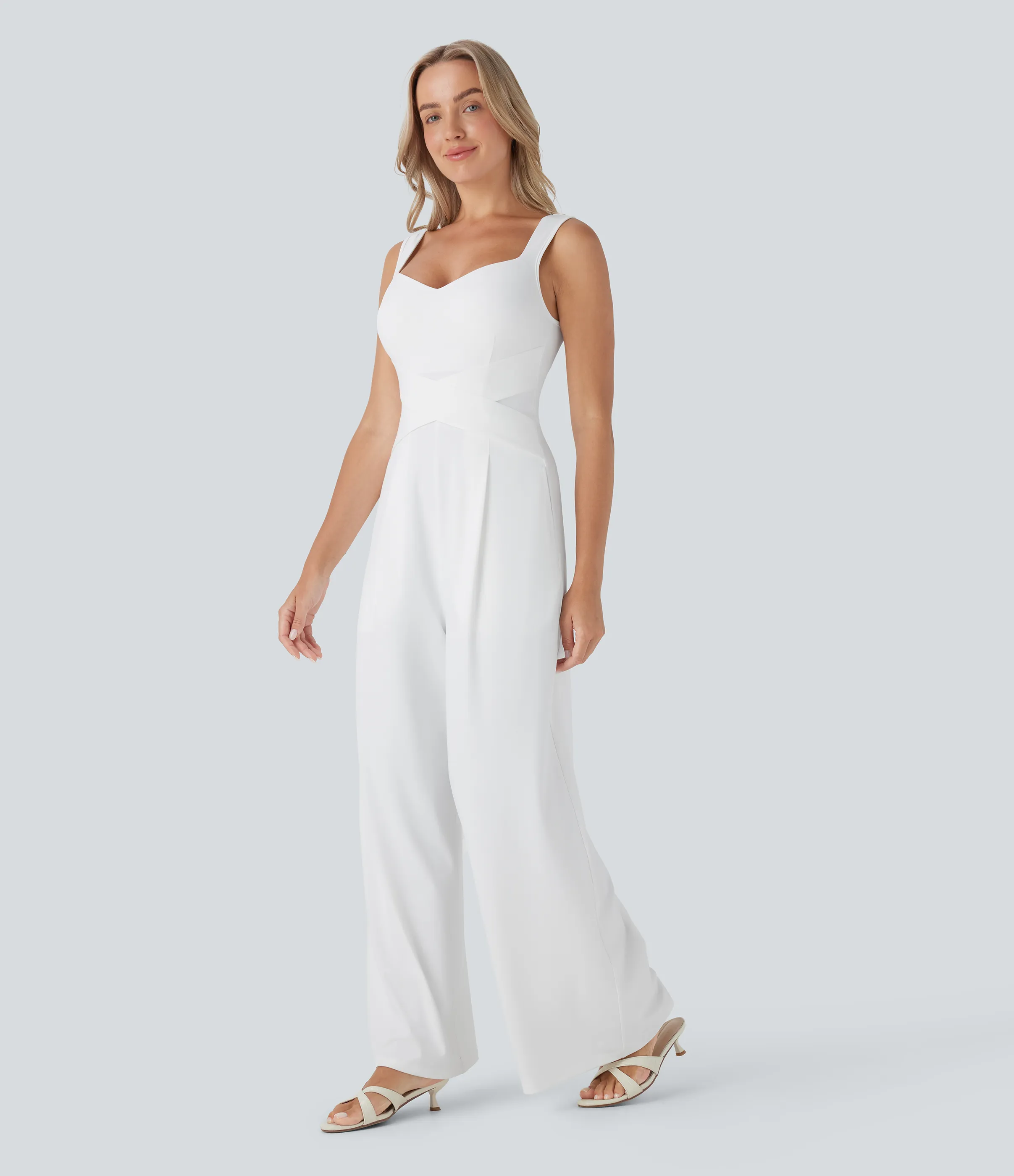 Halara Jumpsuit casual sin mangas con espalda en U y bolsillos - White - M(regular) sold by Halara product image thumbnail 4