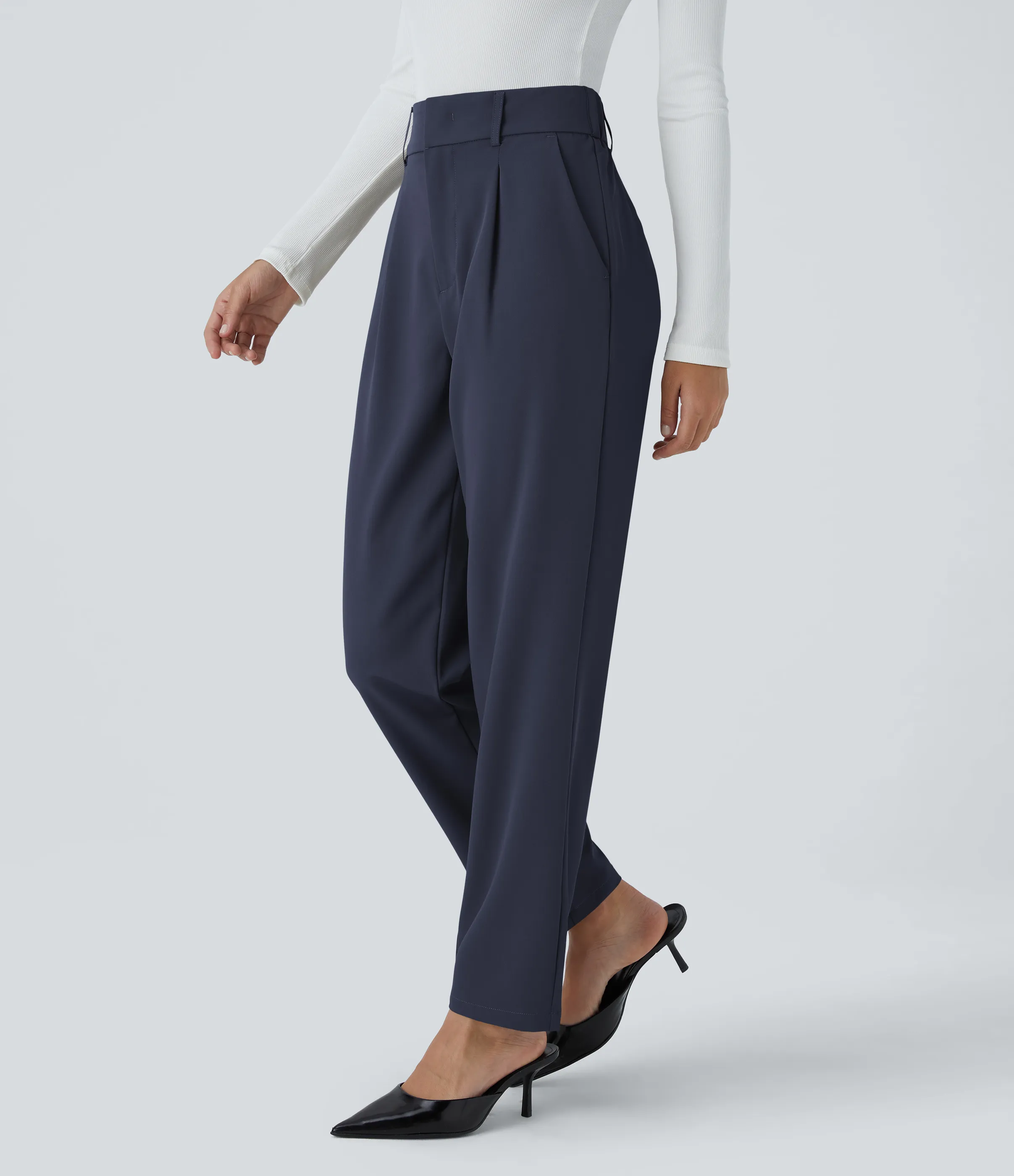 Halara Pantalón oficina ajustado tiro alto bolsillo lateral - Black Iris - M(tall) sold by Halara product image thumbnail 4