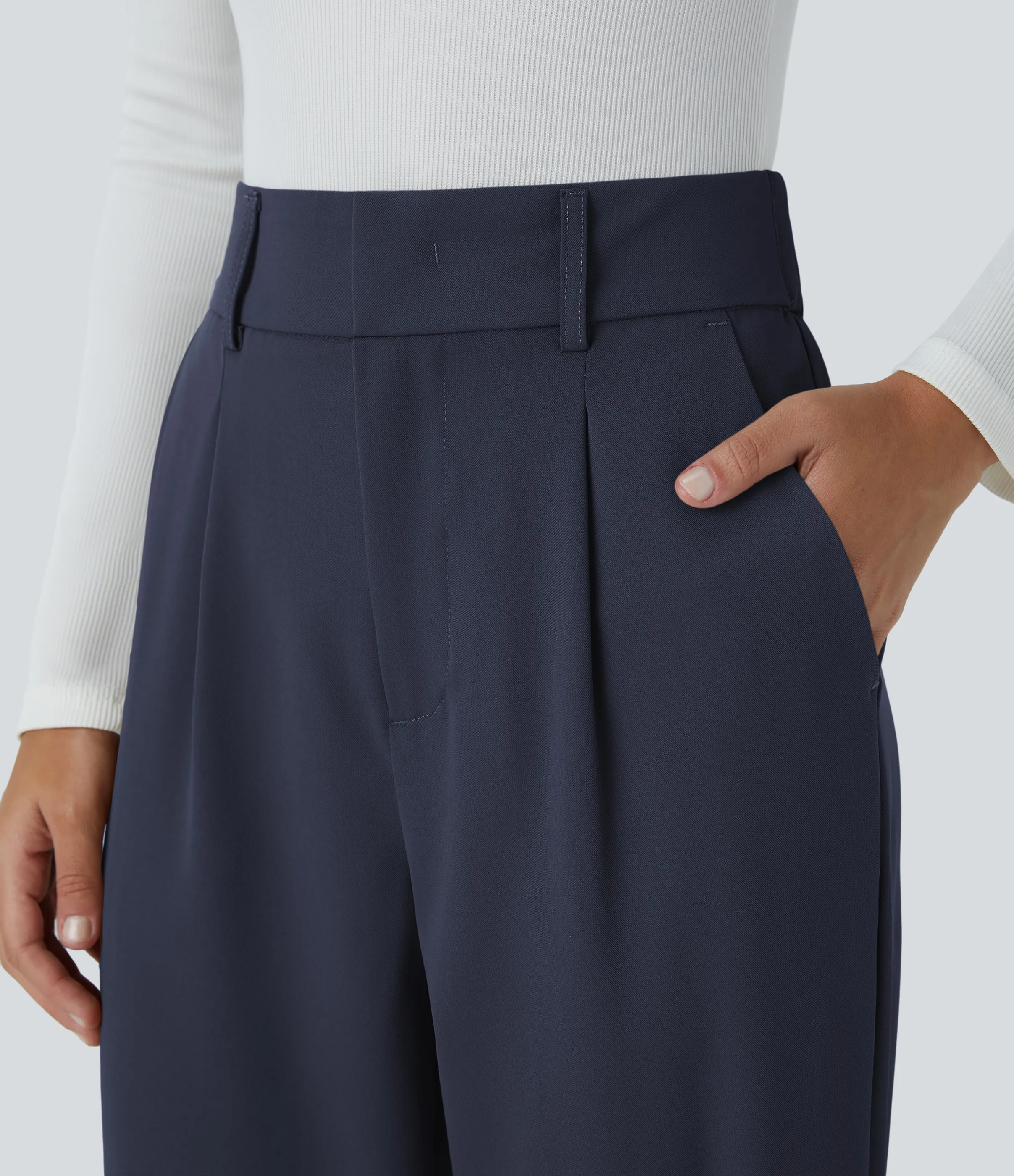 Halara Pantalón oficina ajustado tiro alto bolsillo lateral - Black Iris - M(tall) sold by Halara product image thumbnail 5