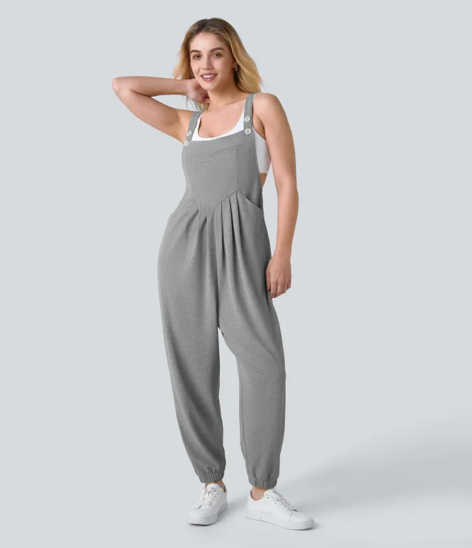 Halara Overol jogger botón correa ajustable bolsillo múltiple gofre plisado - Waffle Gray - M(regular) made by Halara