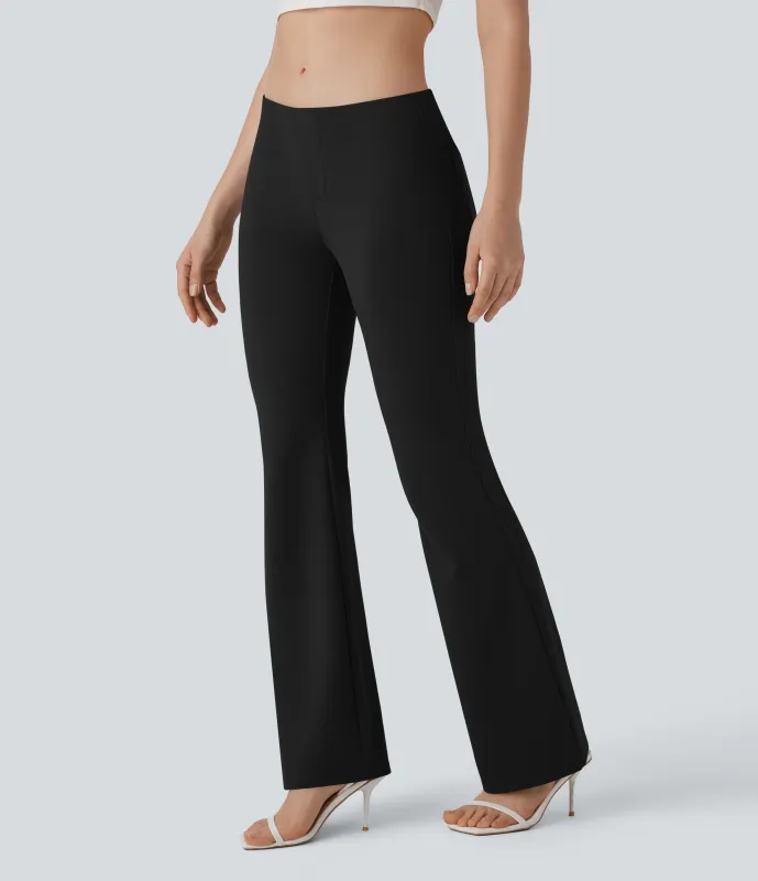 Halara Pantalón tiro bajo bolsillo lateral trasera ligero acampanado - Black - M(regular) made by Halara