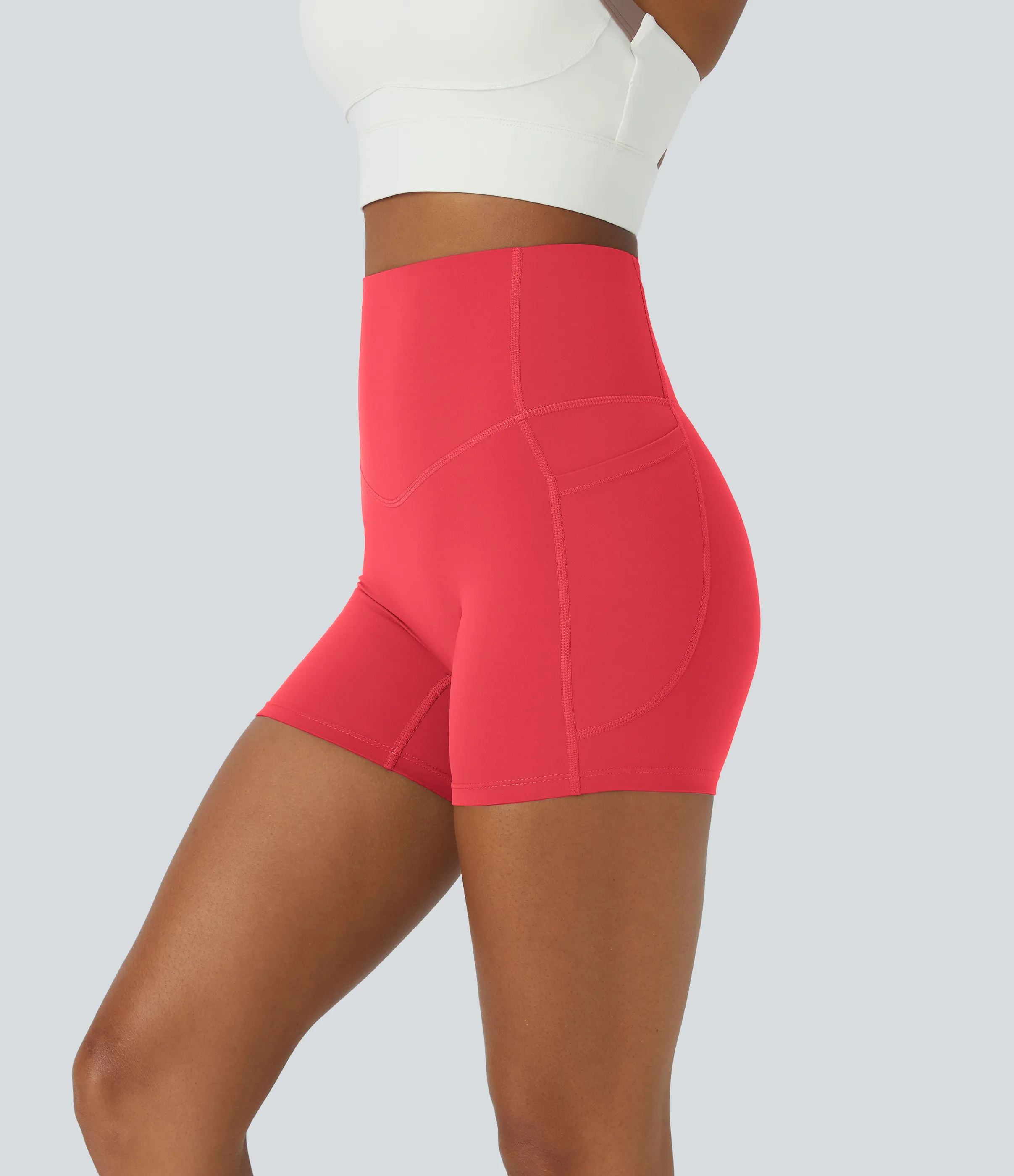 Halara Shorts de ciclista UltraSculpt™ moldeadores de abdomen de tiro alto y bolsillos laterales 12.5cm - Bittersweet - L sold by Halara