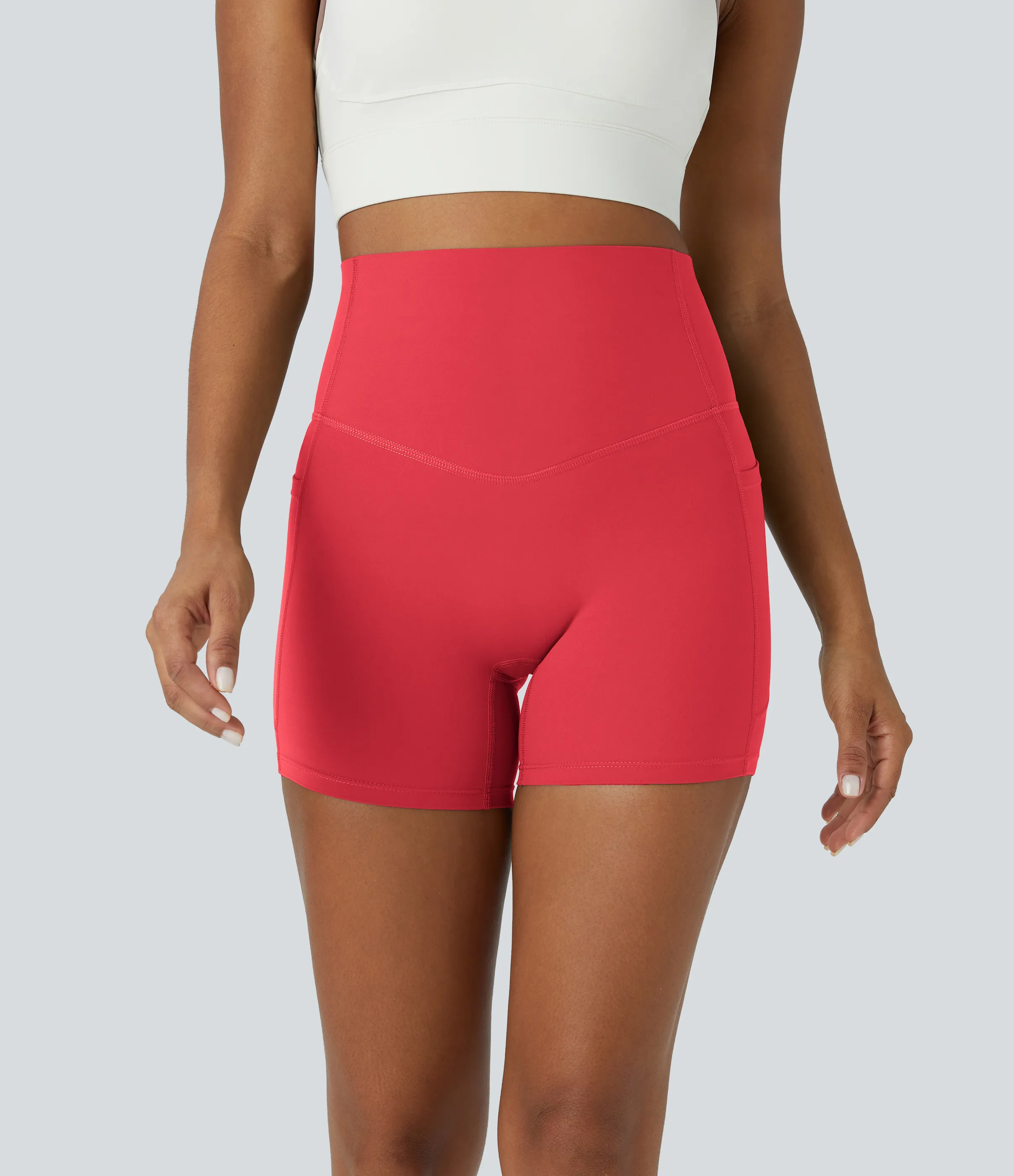 Halara Shorts de ciclista UltraSculpt™ moldeadores de abdomen de tiro alto y bolsillos laterales 12.5cm - Bittersweet - L sold by Halara product image thumbnail 4
