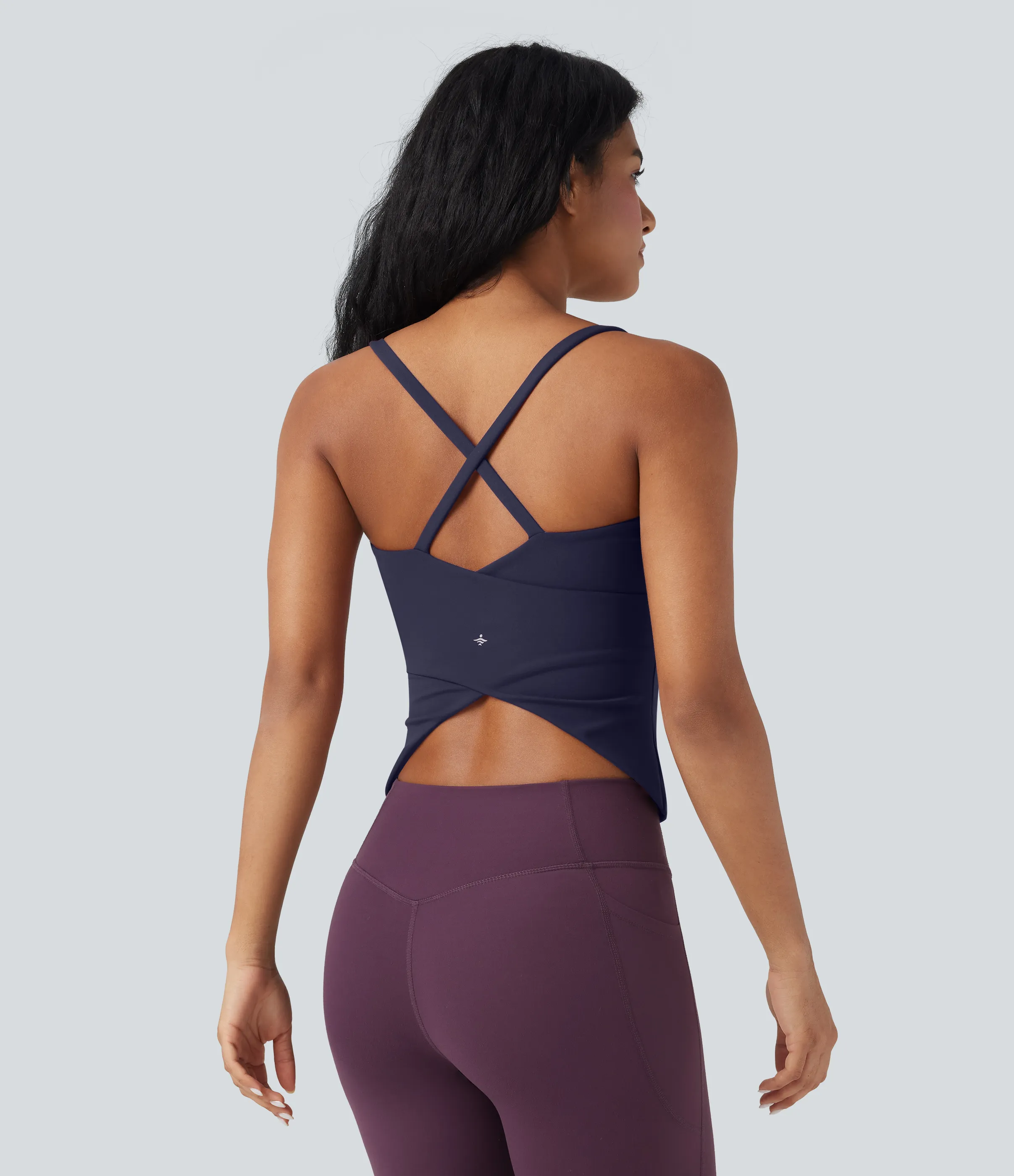 Halara Top de yoga con escote redondo, espalda cruzada y dobladillo cruzado - Evening Blue - XL sold by Halara product image thumbnail 5