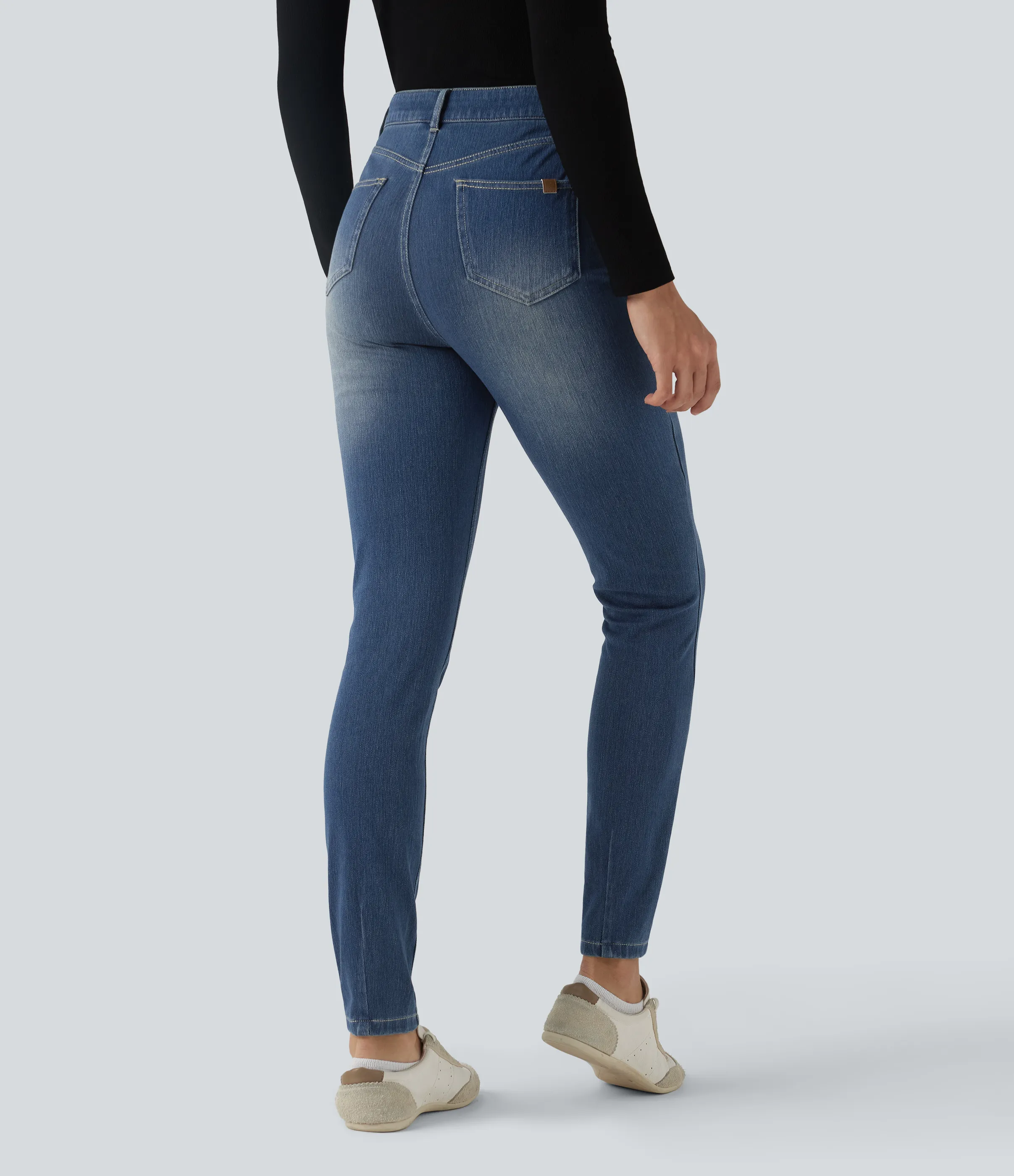 Halara Jeans ajustados casuales Halara Flex™ de tiro alto con bolsillos - Blue Surf Denim - XL(regular) sold by Halara product image thumbnail 3
