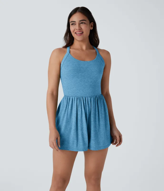 Halara Mono resort 2 en 1 bolsillo lateral torcido sin espalda - Edición Easy Peezy - Clear Coast Blue - L made by Halara