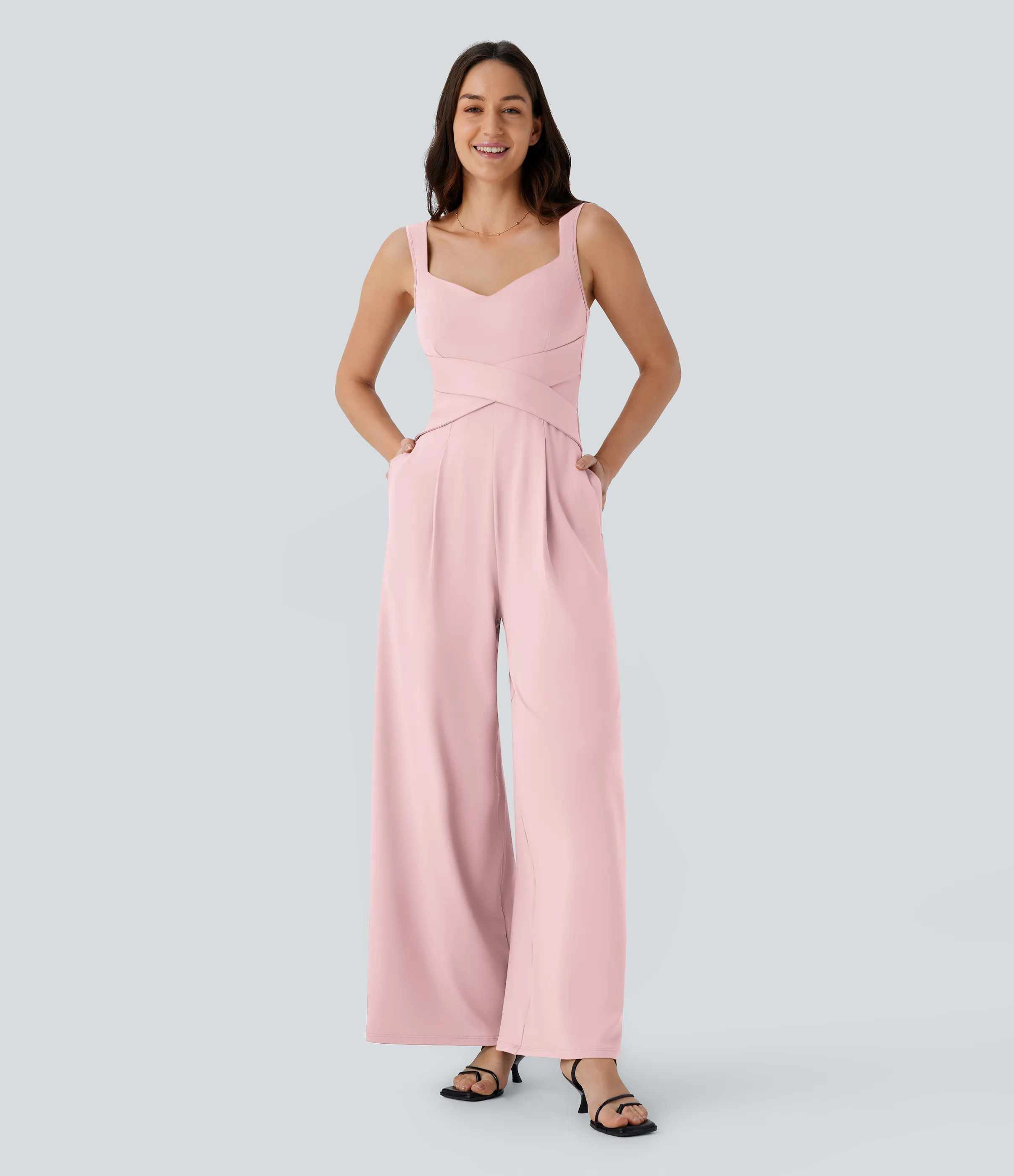 Halara Jumpsuit casual sin mangas con espalda en U y bolsillos - Primrose Pink - S(regular) sold by Halara