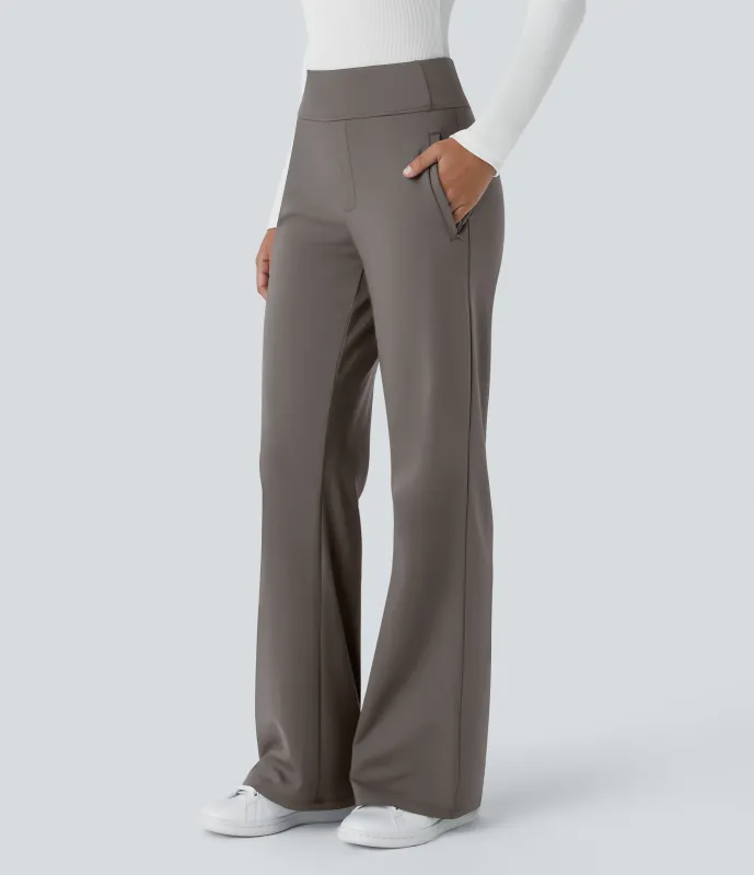 Halara Pantalón oficina acampanado bolsillo lateral tiro alto - Deep Red Grey - M(regular) made by Halara