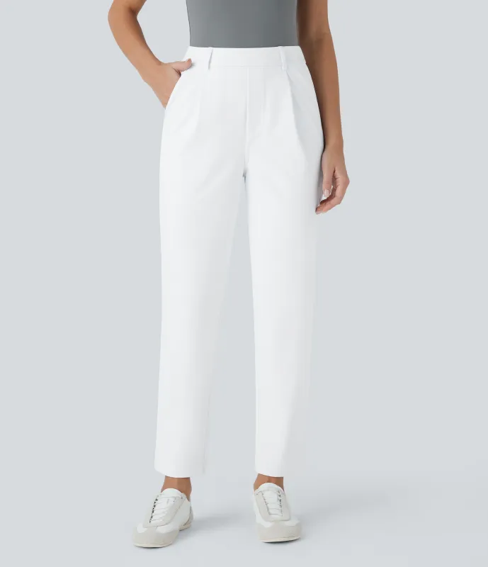 Halara Pantalón  oficina tiro alto ajustado tobillo bolsillo lateral - White - S(regular) made by Halara