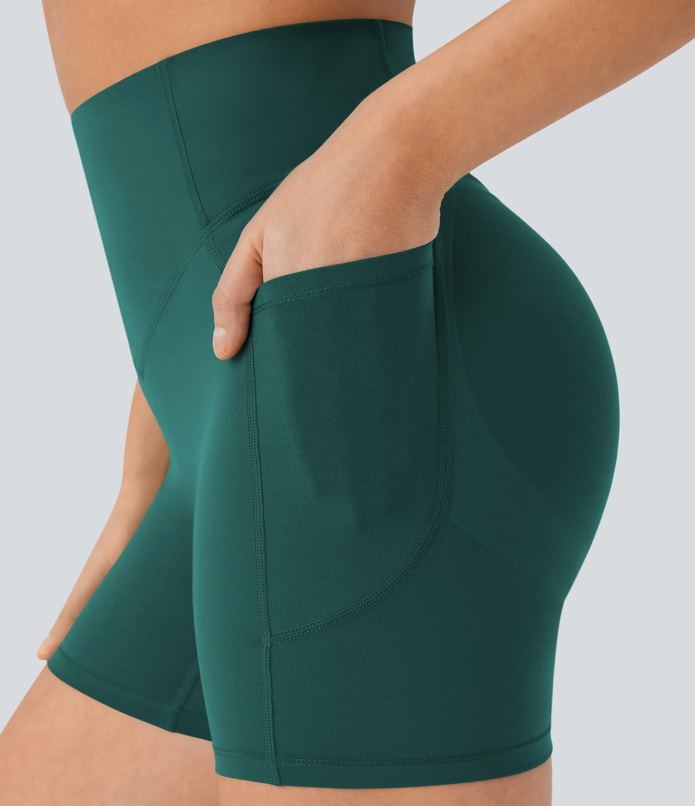 Halara Pantalón corto SoCinched UltraSculpt ciclista tiro alto realce glúteo bolsillo lateral entrenamiento 12.5cm - Forest Biome - XL sold by Halara product image thumbnail 5