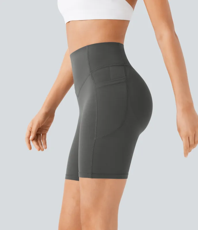 Halara Pantalón corto SoCinched UltraSculpt ciclista tiro alto realce glúteo bolsillo lateral entrenamiento 17.5cm - Volcanic Ash - L made by Halara