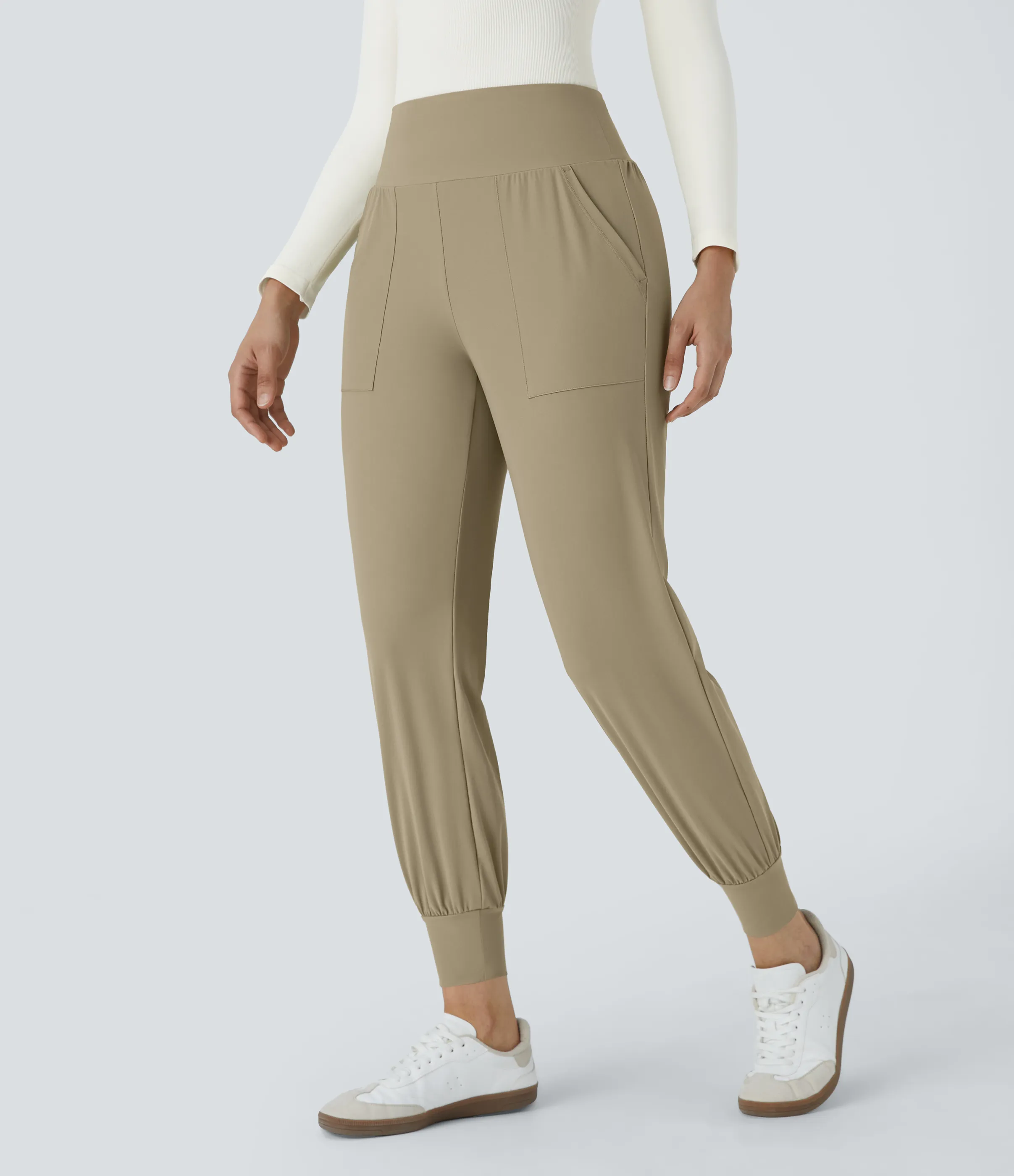 Halara Joggers bolsillo lateral liso tiro alto - Earthen Yellow - L(petite) sold by Halara product image thumbnail 3