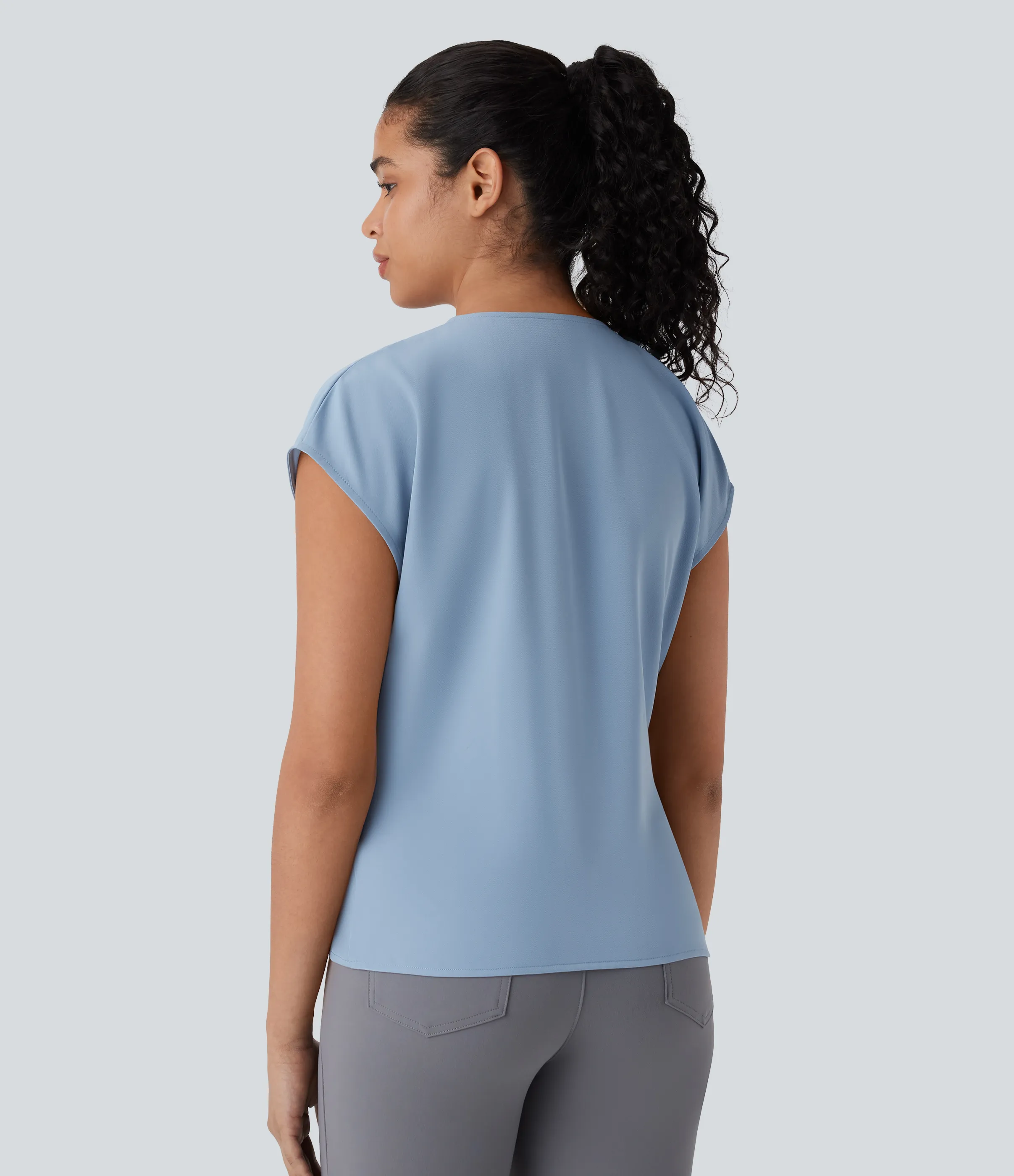 Halara Blusa oficina cruzada cuello V manga corta fruncida - Skyride - XS sold by Halara product image thumbnail 3