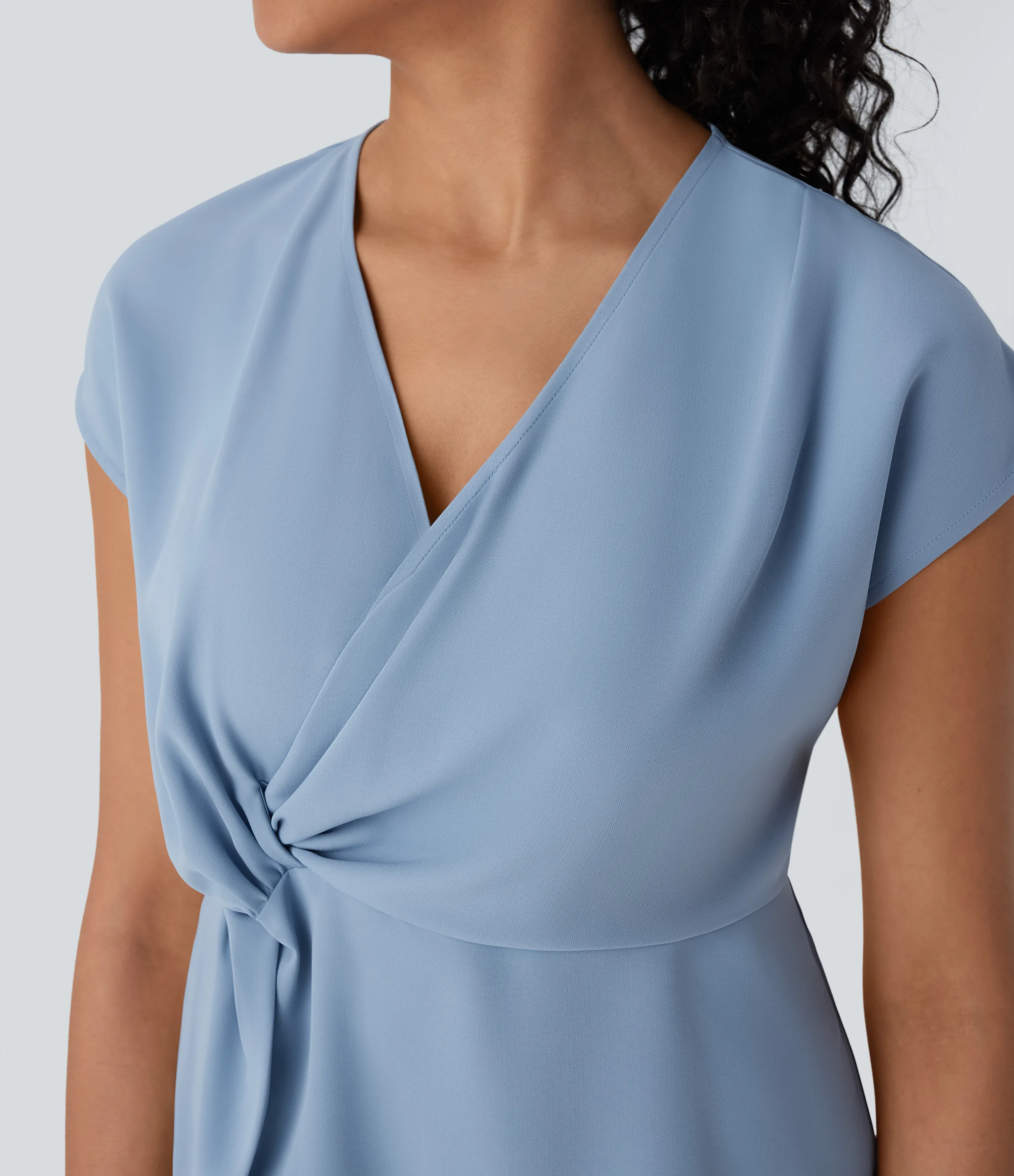Halara Blusa oficina cruzada cuello V manga corta fruncida - Skyride - XS sold by Halara product image thumbnail 5