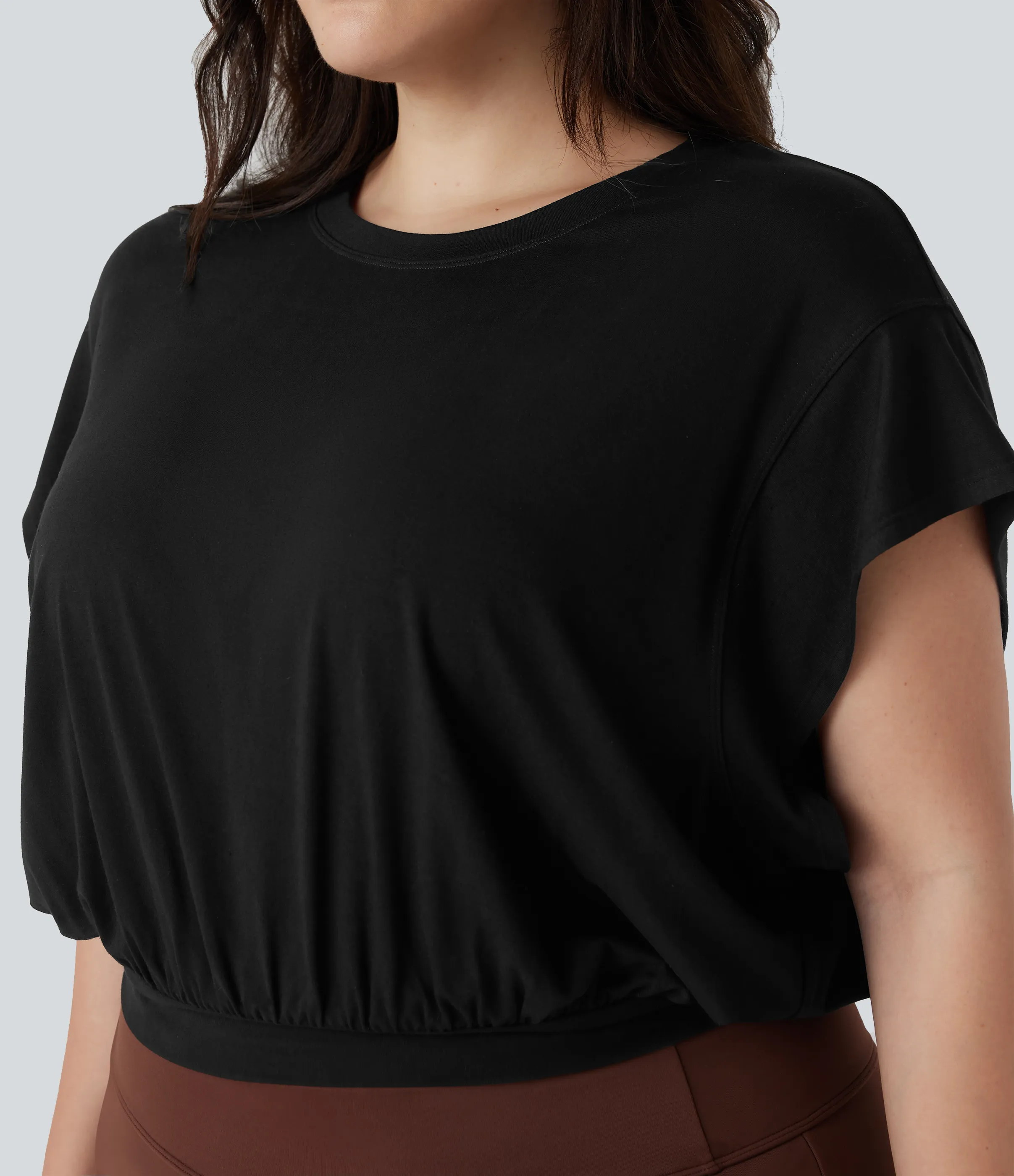 Halara Camiseta oficina talla grande cuello redondo manga corta murciélago - Black - 3X sold by Halara product image thumbnail 5