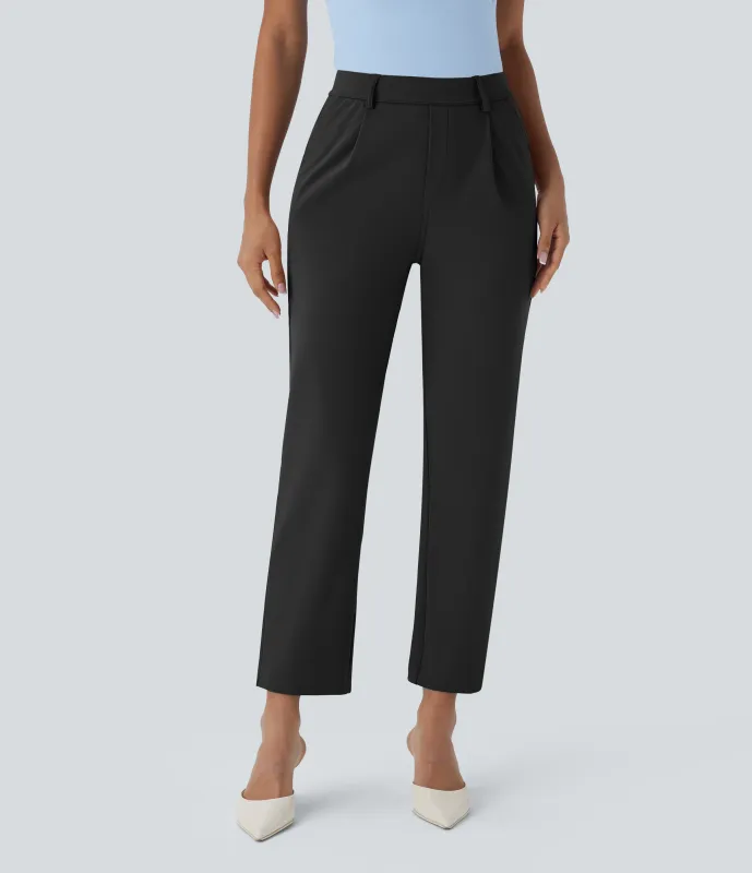 Halara Pantalón oficina tiro alto ajustado tobillo bolsillo lateral - Black - XS(regular) made by Halara