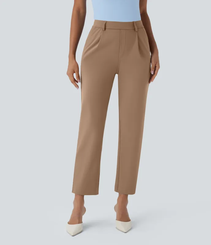 Halara Pantalón  oficina tiro alto ajustado tobillo bolsillo lateral - Burro - S(regular) made by Halara