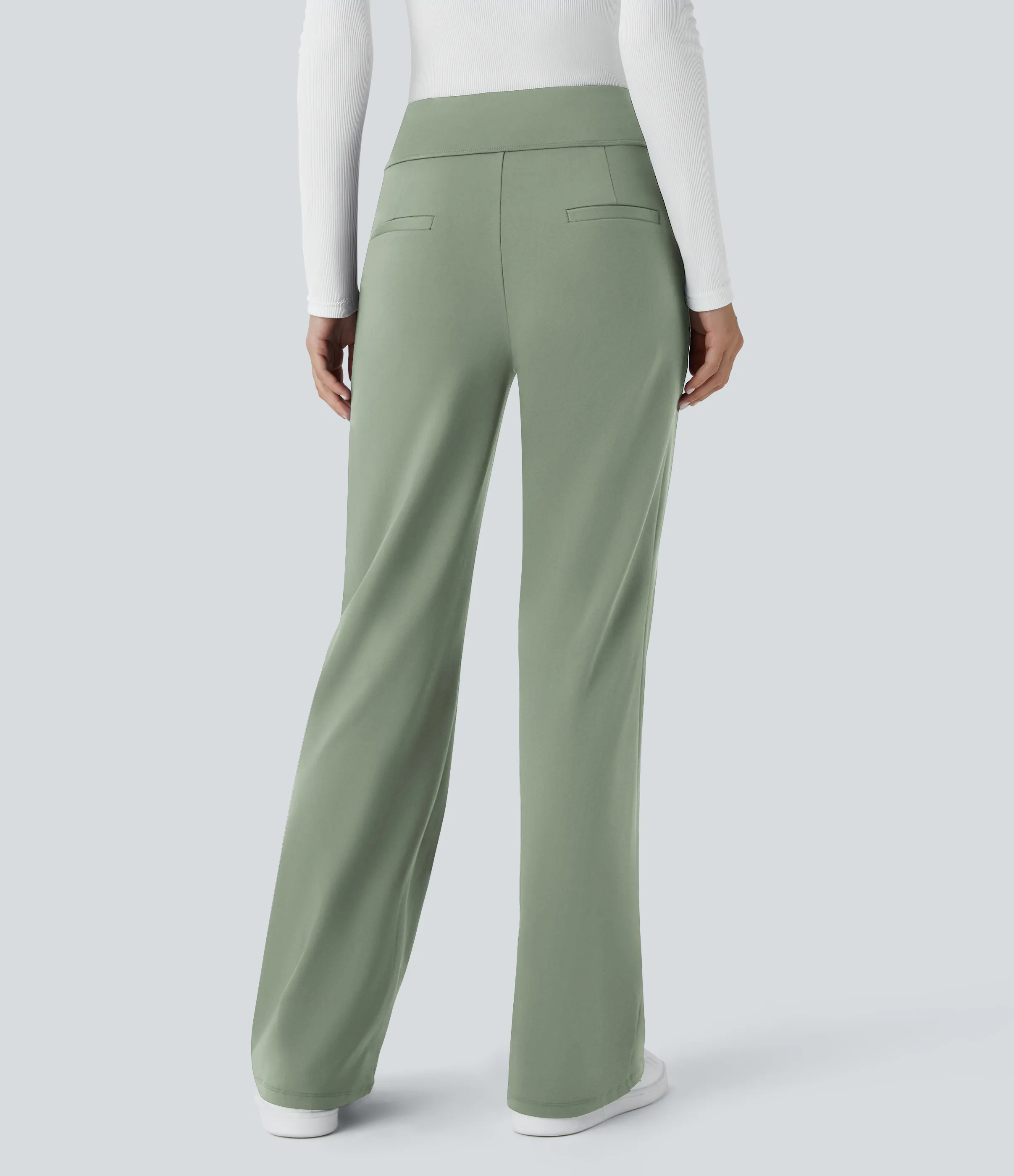 Halara Pantalón oficina acampanado bolsillo lateral tiro alto - Asparagus - XL(regular) sold by Halara product image thumbnail 3