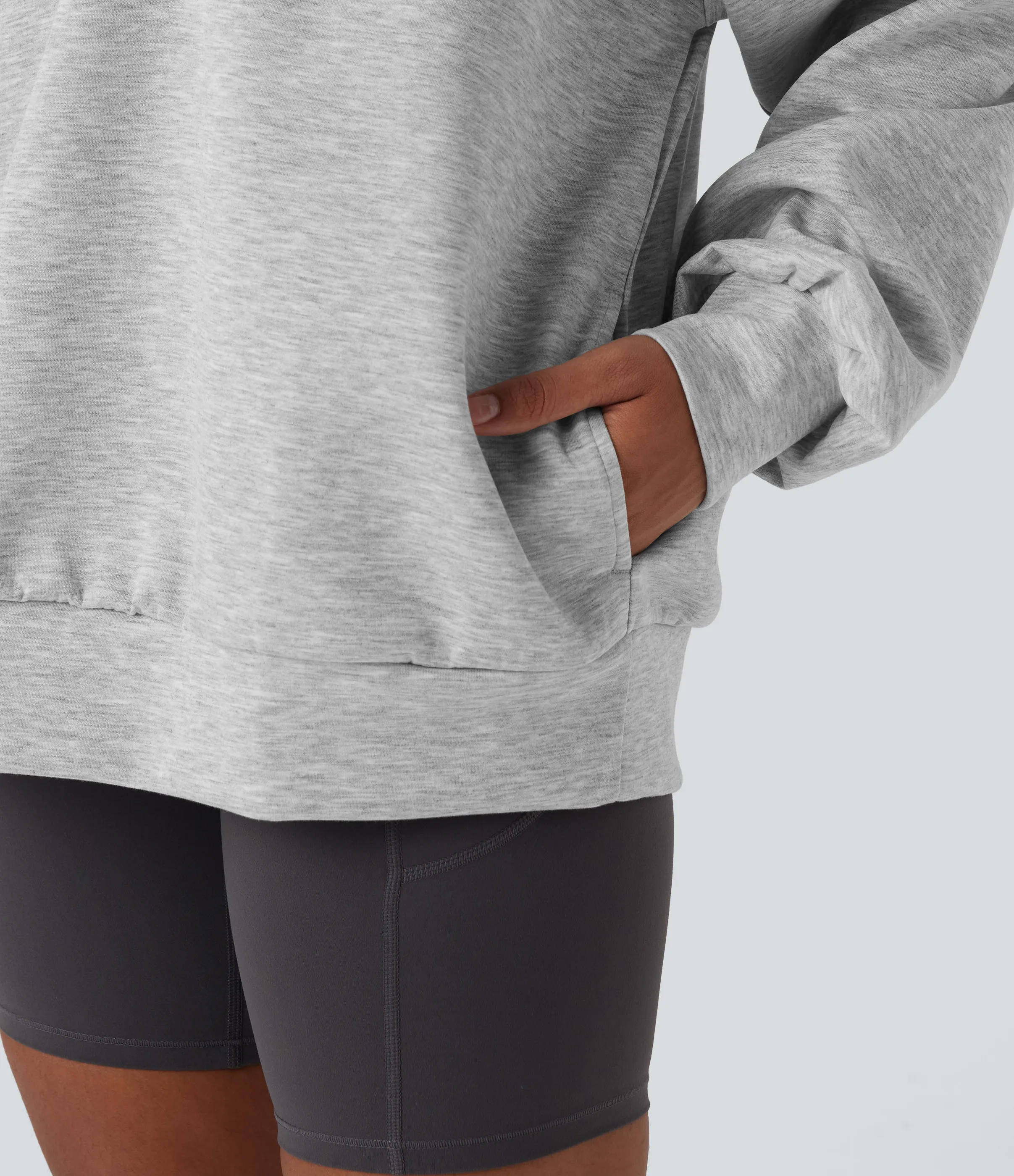 Halara Sudadera casual holgada de cuello alto con bolsillos - Fog Gray - XL sold by Halara product image thumbnail 5