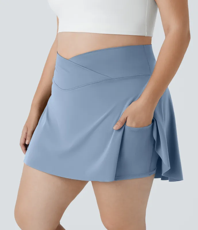 Halara Falda Softlyzero™ Airy tenis talla grande 2 en 1 tacto fresco bolsillo lateral cruzado Everyday-Lucid - Bel Air Blue - 2X made by Halara