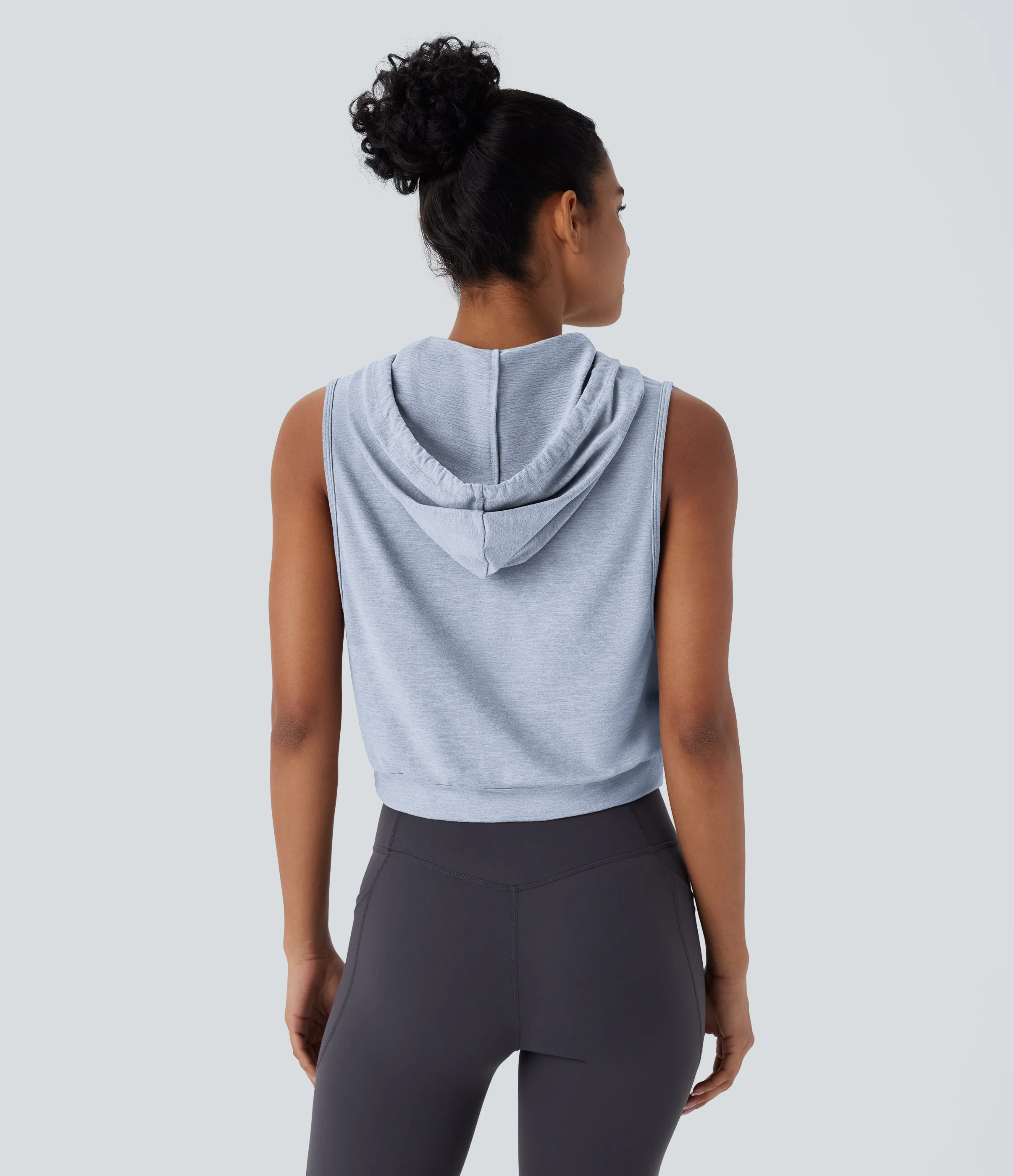 Halara Camiseta sin mangas corta correr capucha cordón ajustable - Ballad Blue - S sold by Halara product image thumbnail 3