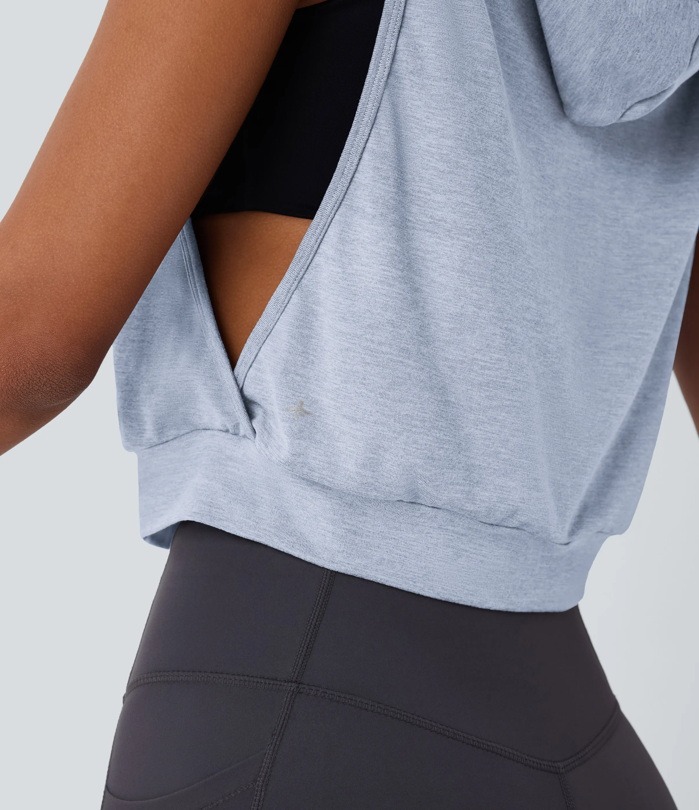 Halara Camiseta sin mangas corta correr capucha cordón ajustable - Ballad Blue - S sold by Halara product image thumbnail 5