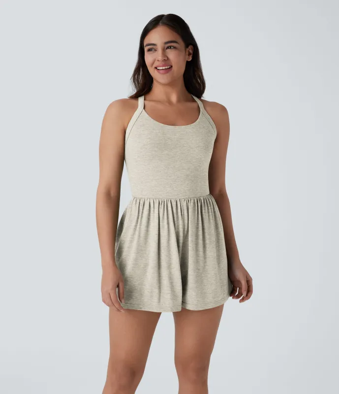 Halara Mono resort 2 en 1 bolsillo lateral torcido sin espalda - Edición Easy Peezy - Soft Rice White - M made by Halara