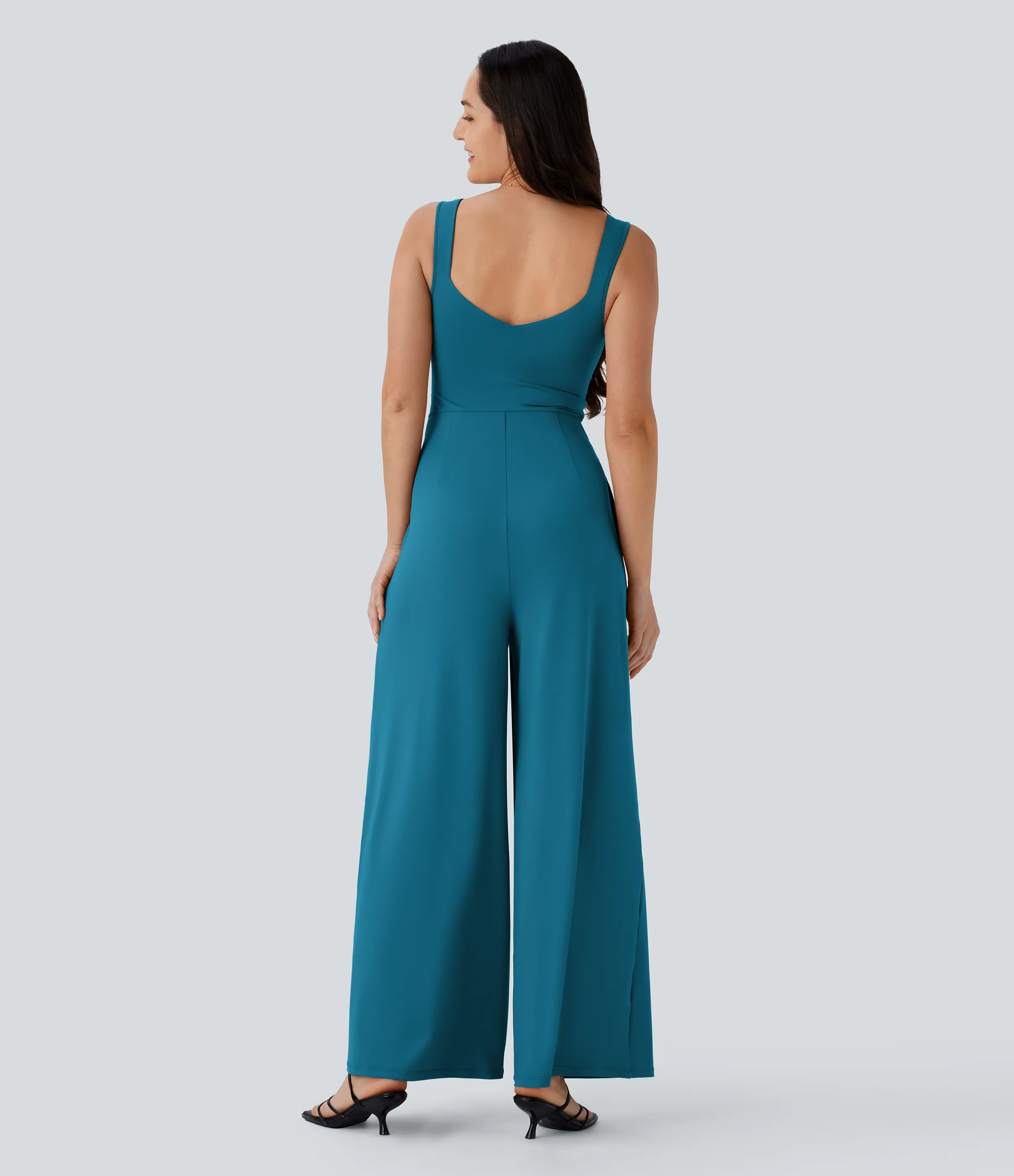 Halara Jumpsuit casual sin mangas con espalda en U y bolsillos - Crystal Teal - L(regular) sold by Halara product image thumbnail 3