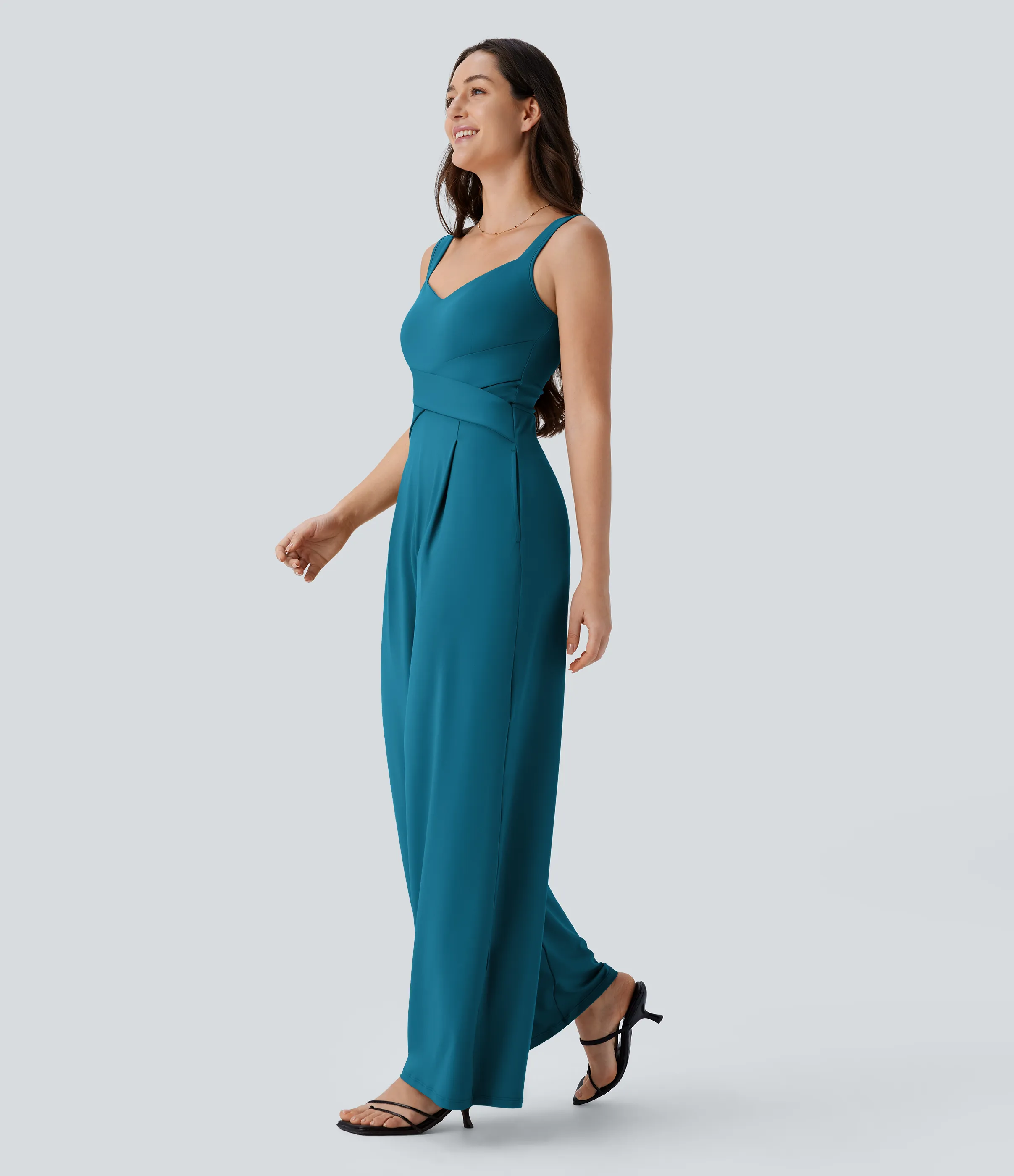 Halara Jumpsuit casual sin mangas con espalda en U y bolsillos - Crystal Teal - L(regular) sold by Halara product image thumbnail 4