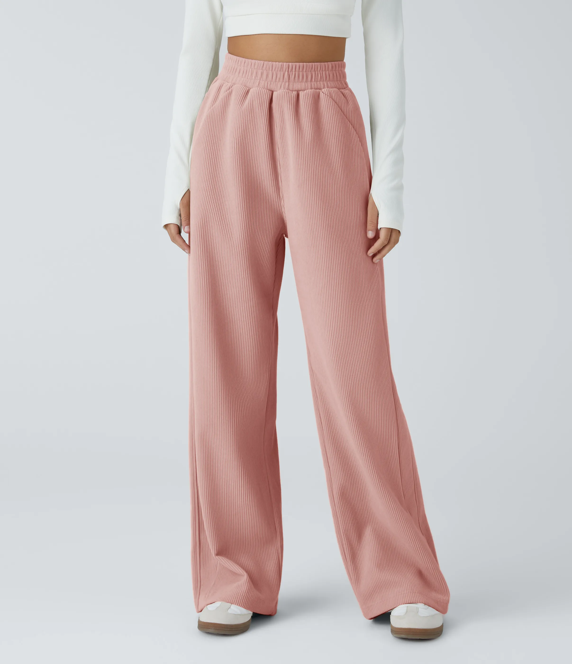 Halara Pantalón pana tiro alto bolsillo lateral pierna recta - Rosette - M(tall) sold by Halara