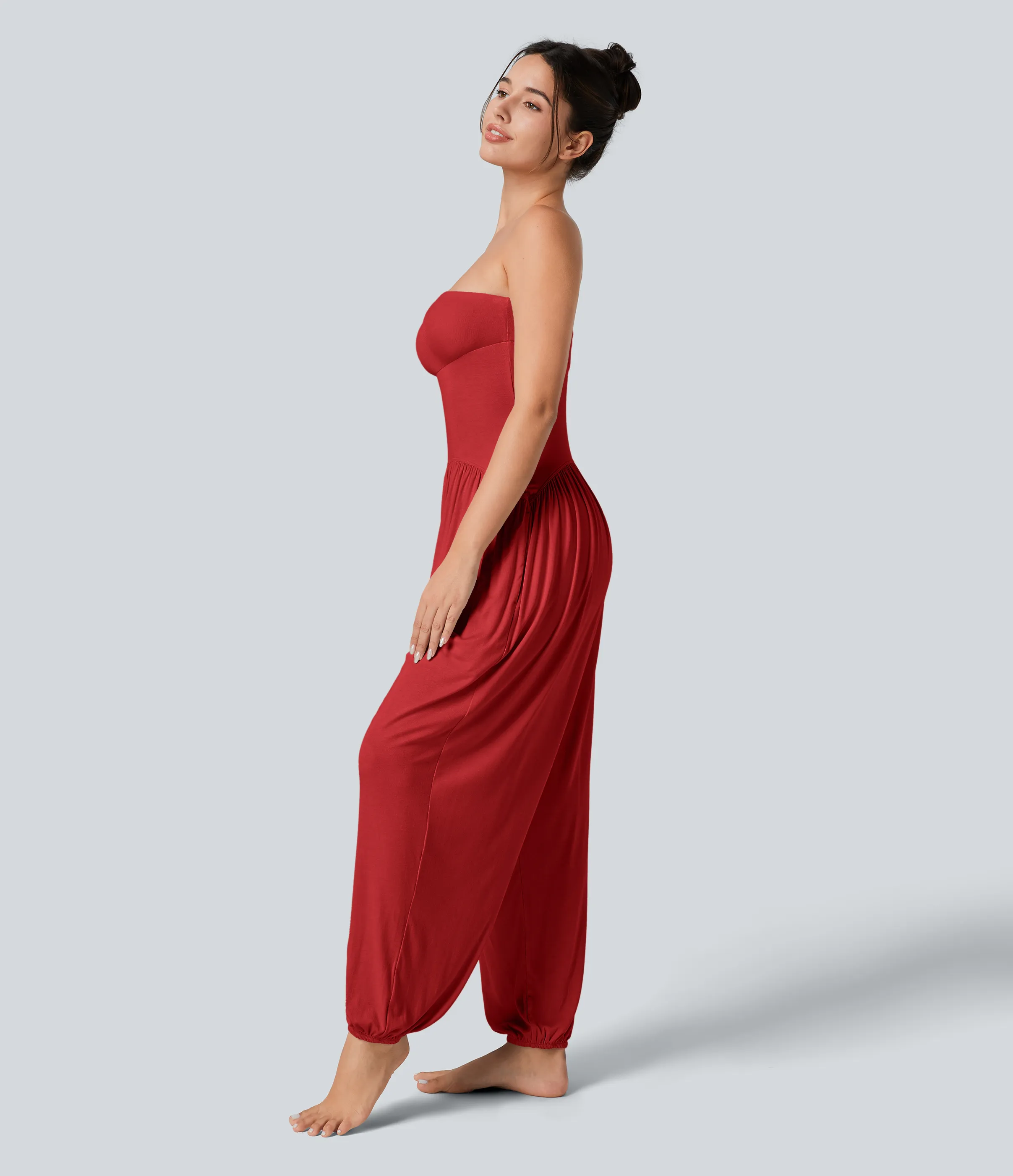 Halara Mono bolsillo lateral plisado sin espalda tubo acanalado - Rubicondo - L(regular) sold by Halara product image thumbnail 4