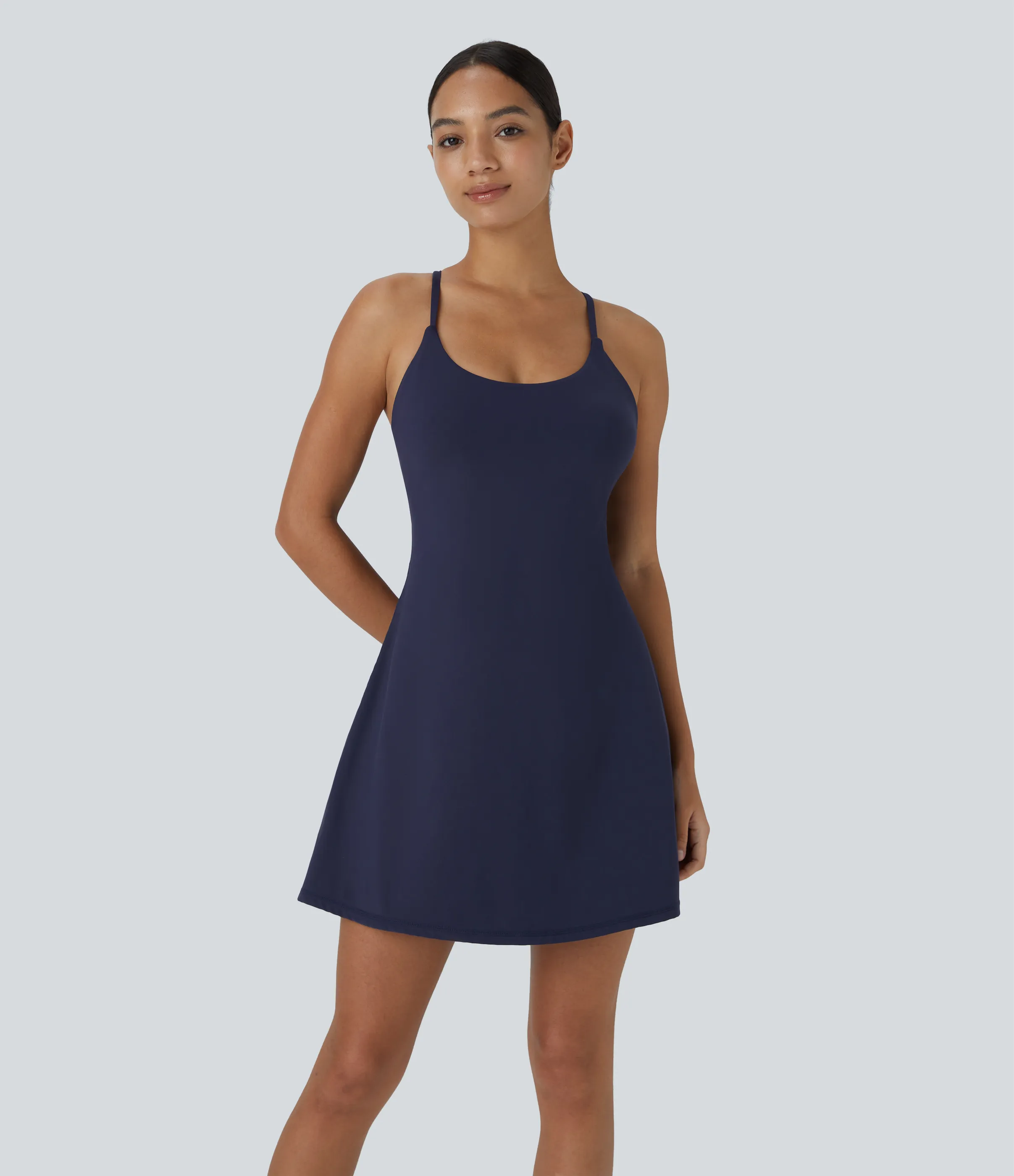 Halara Vestido deportivo SoftlyZero™ Plush afelpado sin espalda en copas D-F - Peacoat - XS sold by Halara product image thumbnail 2