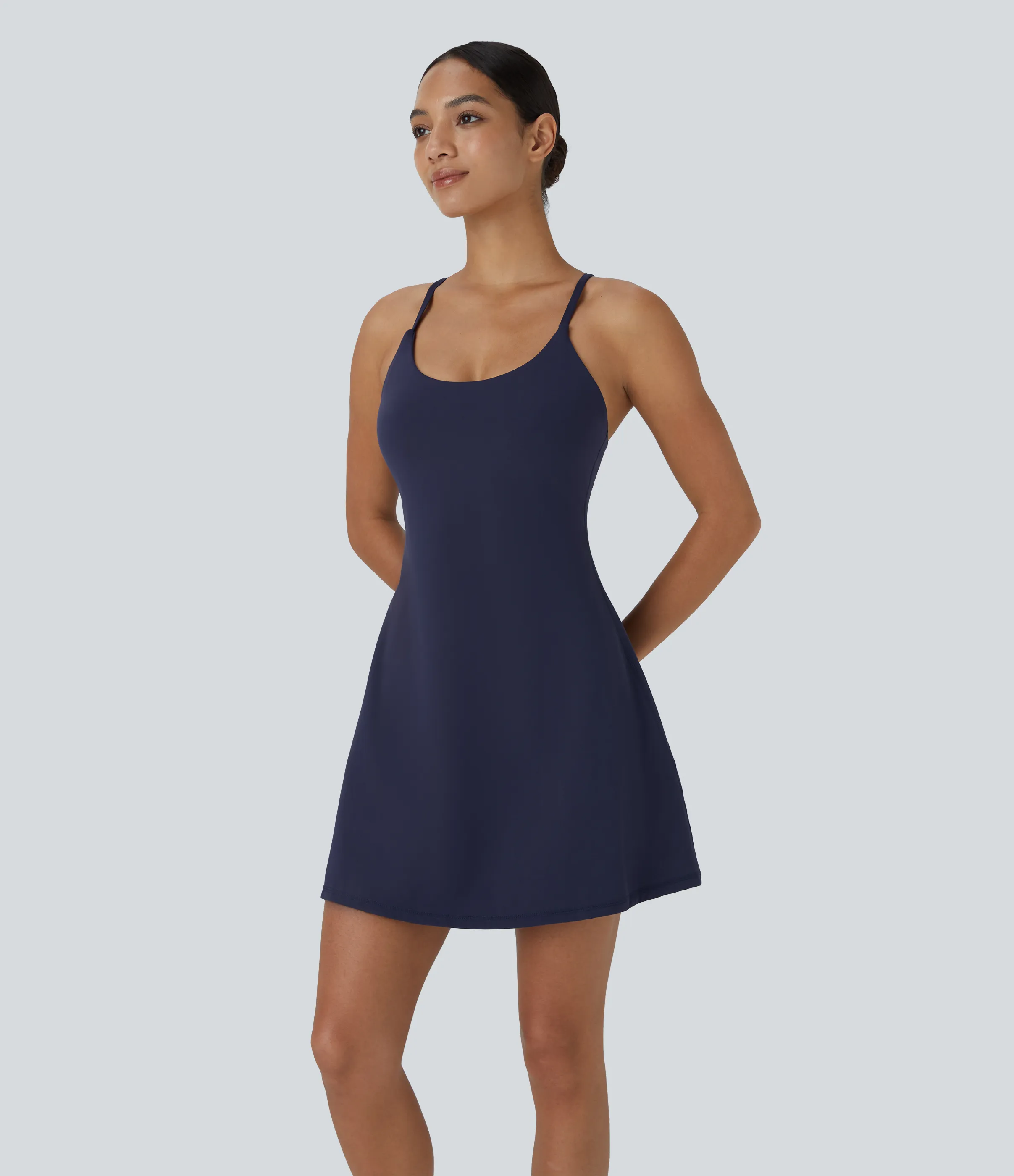 Halara Vestido deportivo SoftlyZero™ Plush afelpado sin espalda en copas D-F - Peacoat - XS sold by Halara product image thumbnail 4