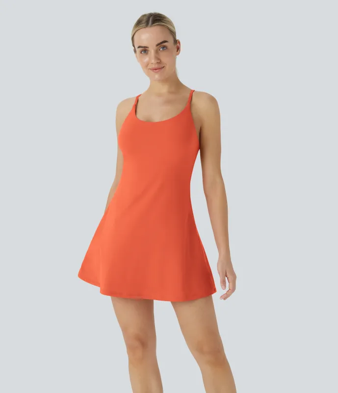 Halara Vestido deportivo SoftlyZero™ Plush afelpado sin espalda en copas D-F - Tigerlily - M made by Halara