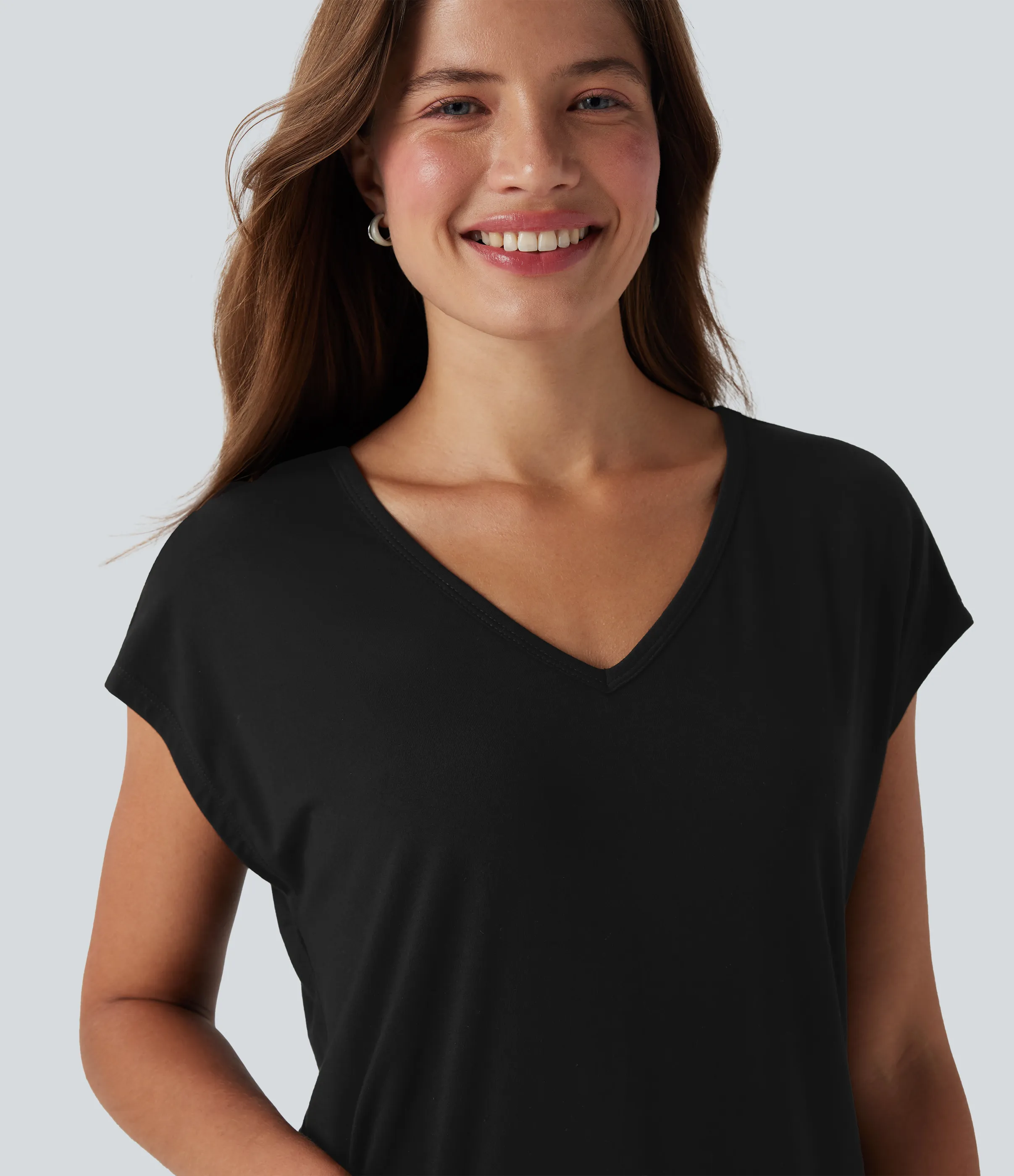 Halara Camiseta casual de manga corta con cuello en V - Black - XS sold by Halara product image thumbnail 5