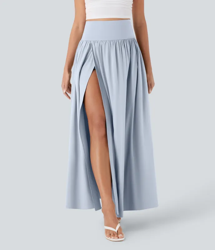 Halara Falda larga fluida 2 en 1 Breezeful™ de tiro alto moldeador de abdomen con secado rápido - Ballad Blue - XL(regular) made by Halara