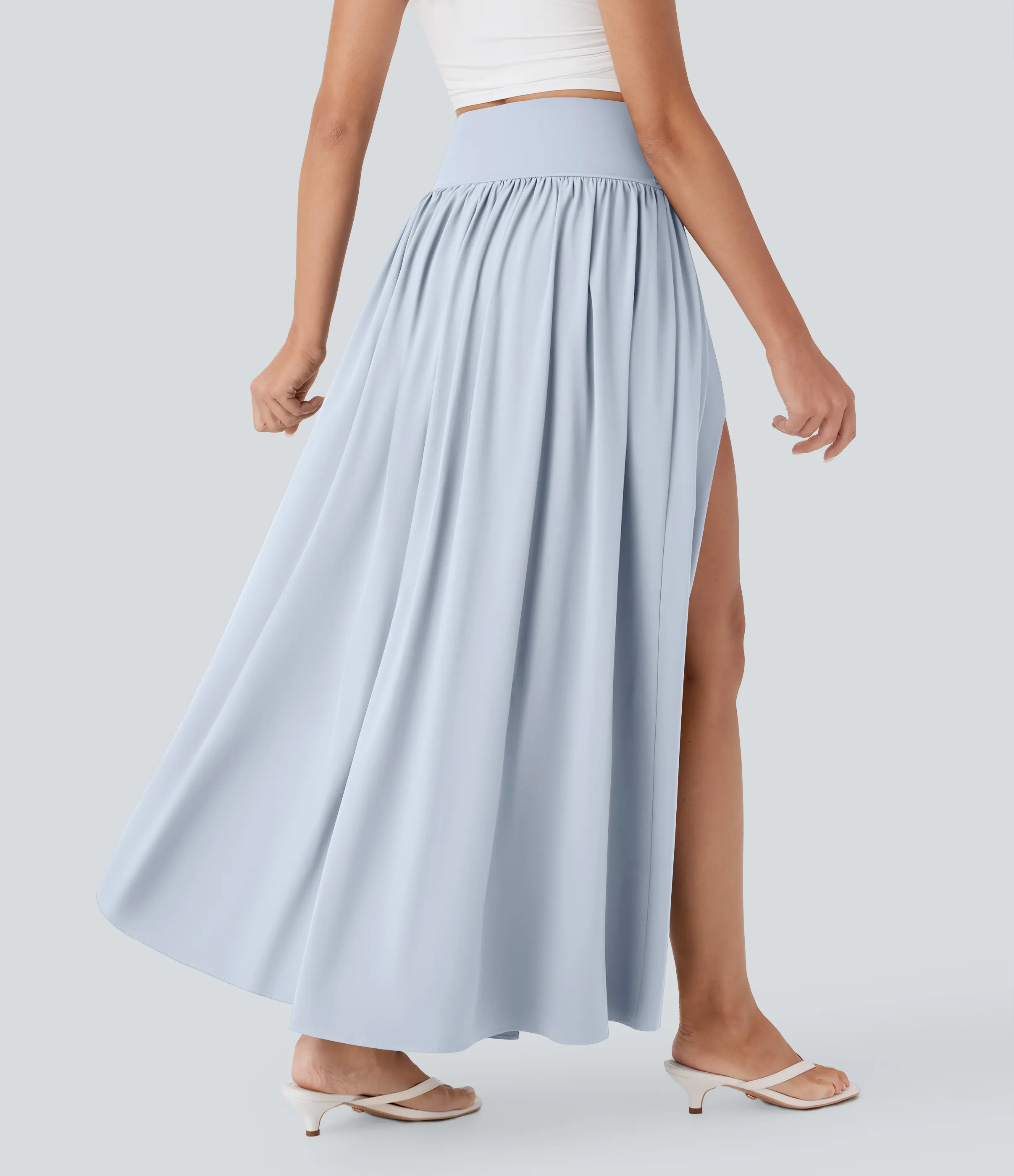 Halara Falda larga fluida 2 en 1 Breezeful™ de tiro alto moldeador de abdomen con secado rápido - Ballad Blue - XL(regular) sold by Halara product image thumbnail 3