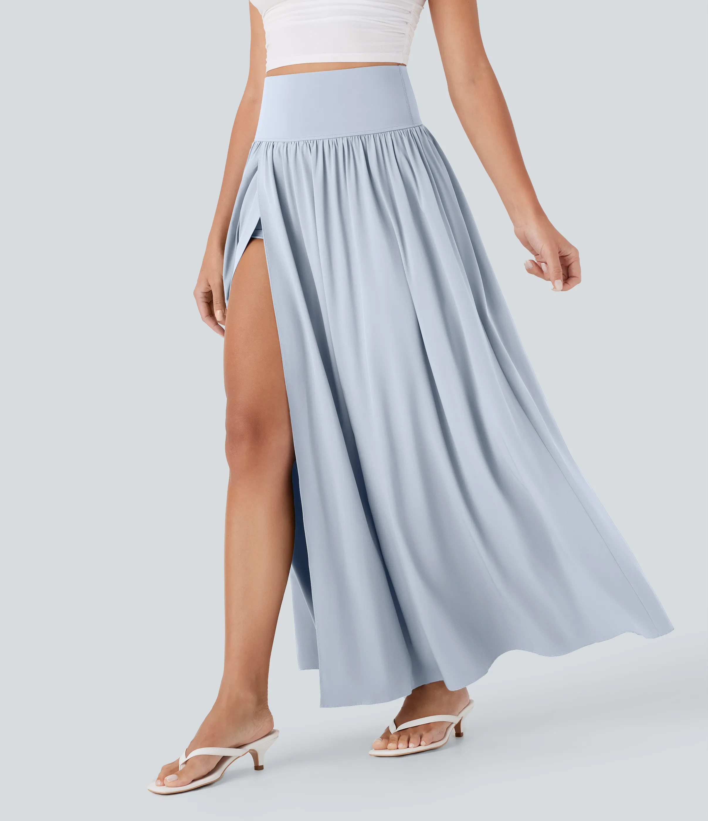 Halara Falda larga fluida 2 en 1 Breezeful™ de tiro alto moldeador de abdomen con secado rápido - Ballad Blue - XL(regular) sold by Halara product image thumbnail 4