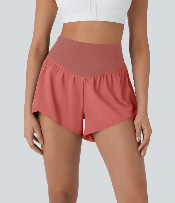 Halara Pantalón corto Breezeful™ yoga secado rápido dobladillo cruzado bolsillo trasero tiro alto - Flame Red - L made by Halara