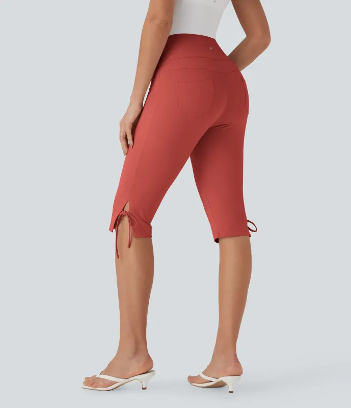 Halara Pantalones capri casuales de tiro medio con cordones y bolsillos traseros - Chrysanthemum - M(regular) made by Halara