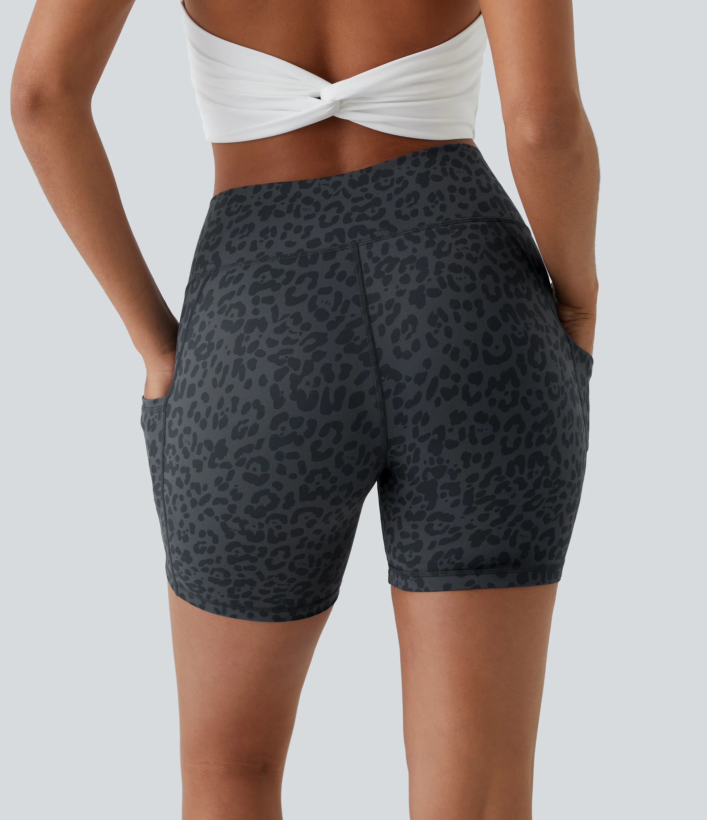 Halara Pantalones cortos ciclistas correr bolsillo lateral tiro alto - Grey Blue - L sold by Halara product image thumbnail 4