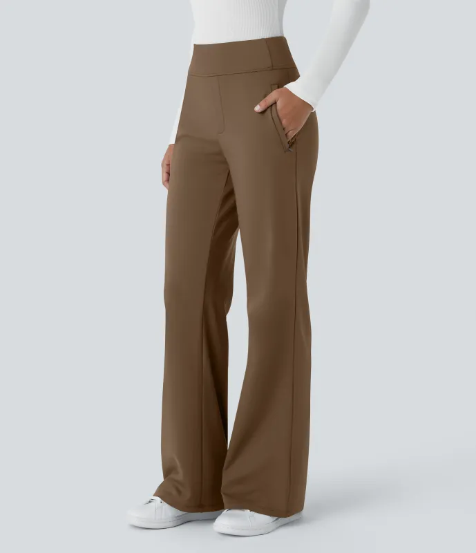 Halara Pantalón oficina acampanado bolsillo lateral tiro alto - Sepia - M(extall) made by Halara