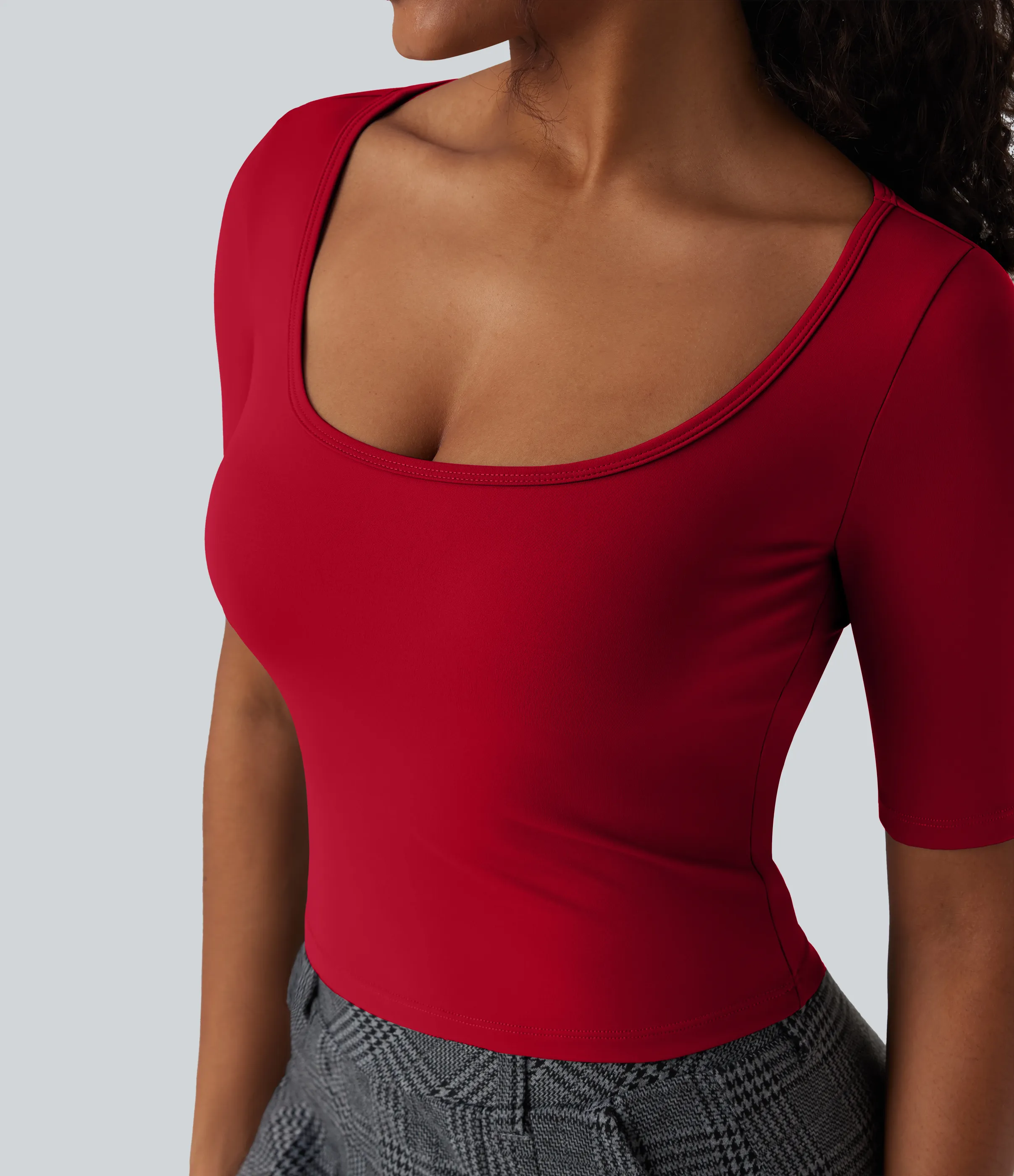 Halara Camiseta de oficina SoftlyZero™ de manga corta con cuello redondo y tacto fresco - Salsa - XL sold by Halara product image thumbnail 5