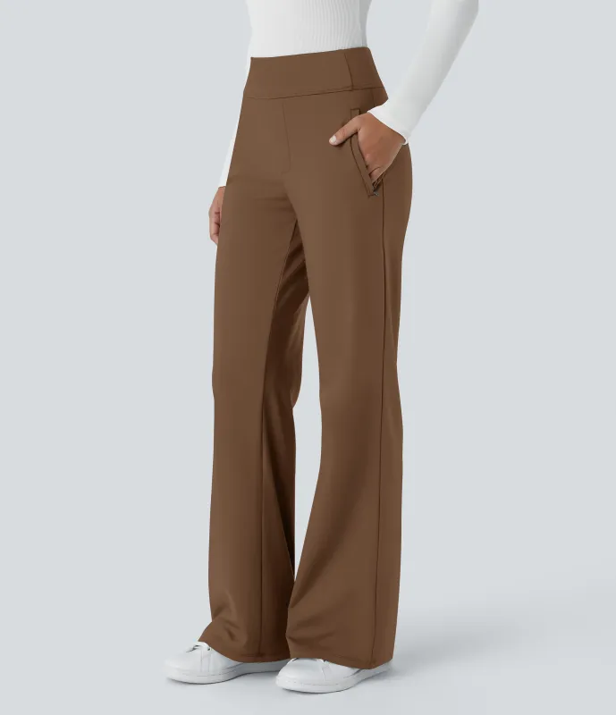 Halara Pantalón oficina acampanado bolsillo lateral tiro alto - Bison - XL(petite) made by Halara