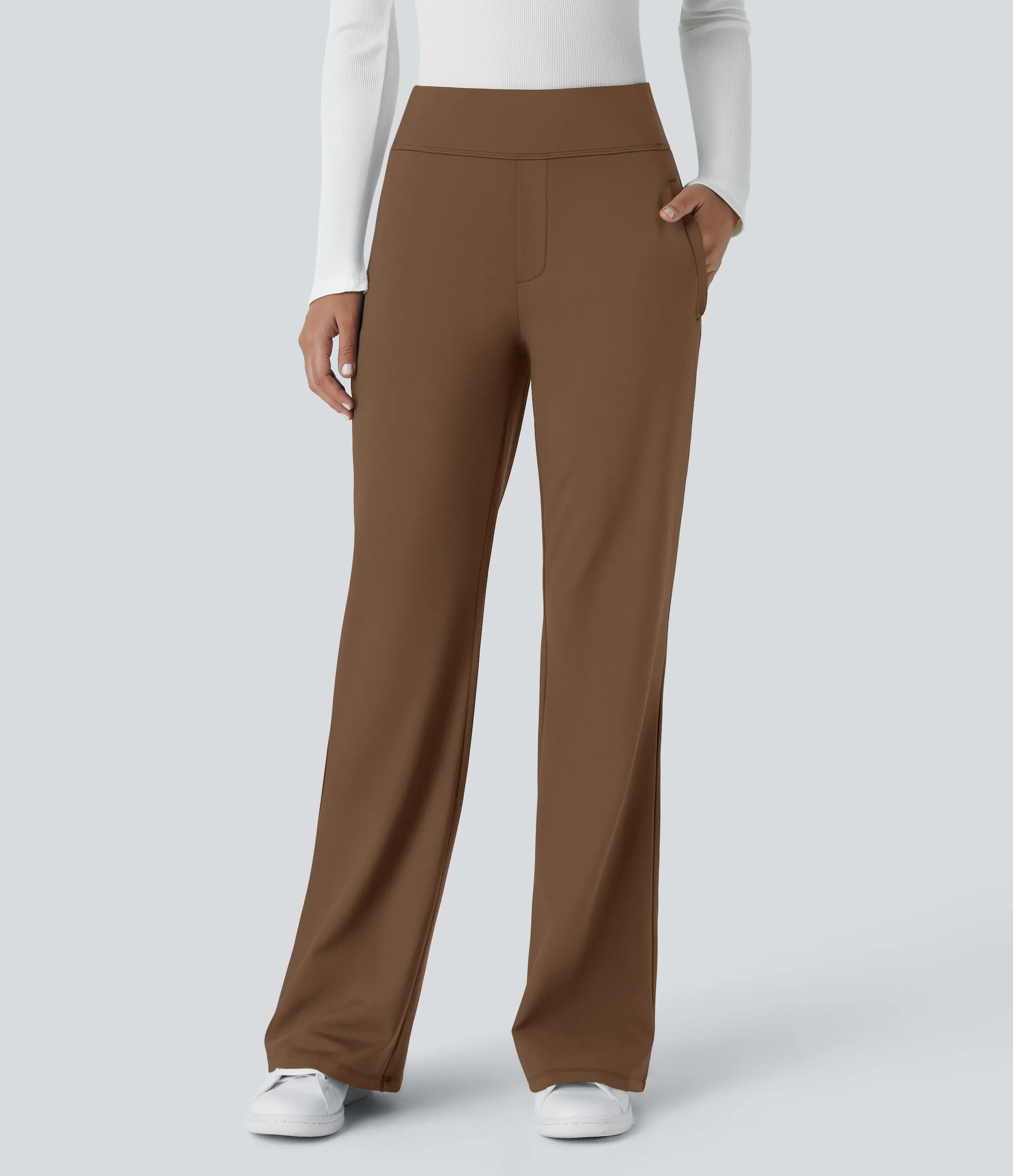 Halara Pantalón oficina acampanado bolsillo lateral tiro alto - Bison - XL(petite) sold by Halara product image thumbnail 4